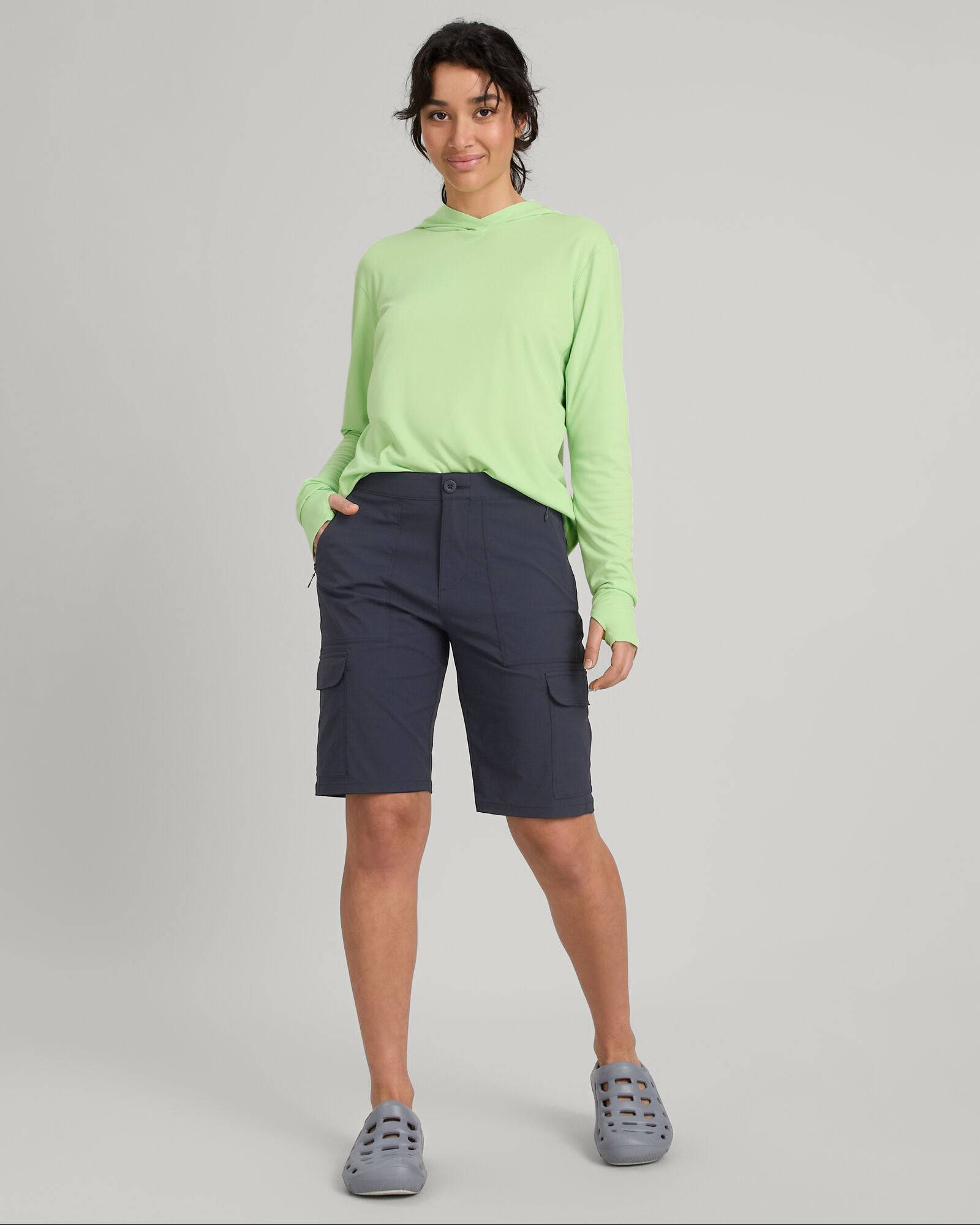 Women's Miro 10 Bermuda Shorts - Comfortable Stretch Fabric, High Waist, Midnight Navy Blue - Perfect for Summer, Beach, Yoga & Casual Wear