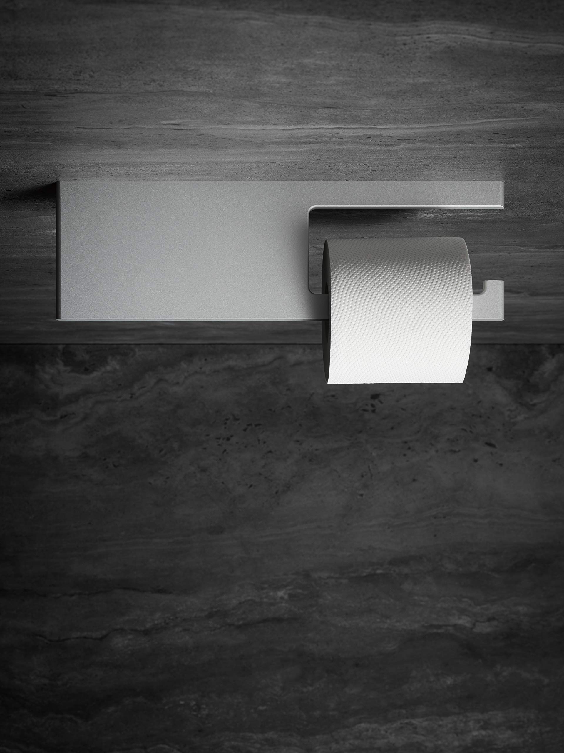 Keuco Edition 400 Toilet Paper Holder with Shelf - Solid Aluminum Bathroom Organizer (Model 11573170000) - Perfect for Modern Bathrooms, Powder Rooms & Guest Baths