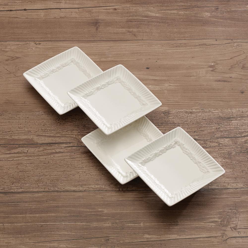 Italian Countryside® Square Dipping Plates Set of 4 - Elegant Appetizer Serving Dishes for Cheese, Dips & Charcuterie | Perfect for Dinner Parties, Wine Tasting & Entertaining