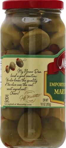 Mezzetta Spanish Queen Olives - Imported Martini Olives, 10 oz Jar | Premium Cocktail & Charcuterie Ingredient for Martinis, Salads & Appetizers