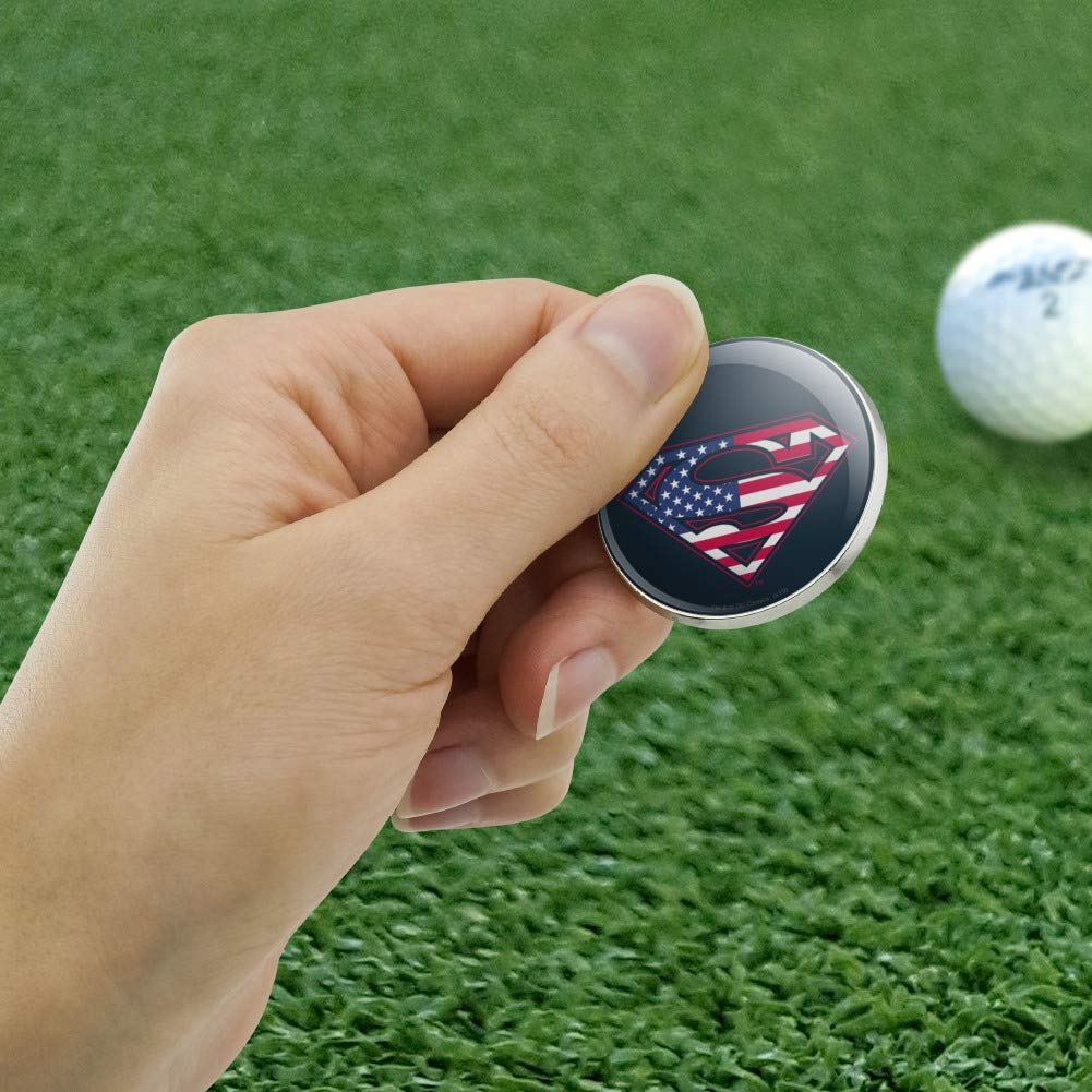 Superman USA American Flag Shield Logo Premium Metal Golf Ball Marker - Perfect for Golf Tournaments, Gifts & Collectibles