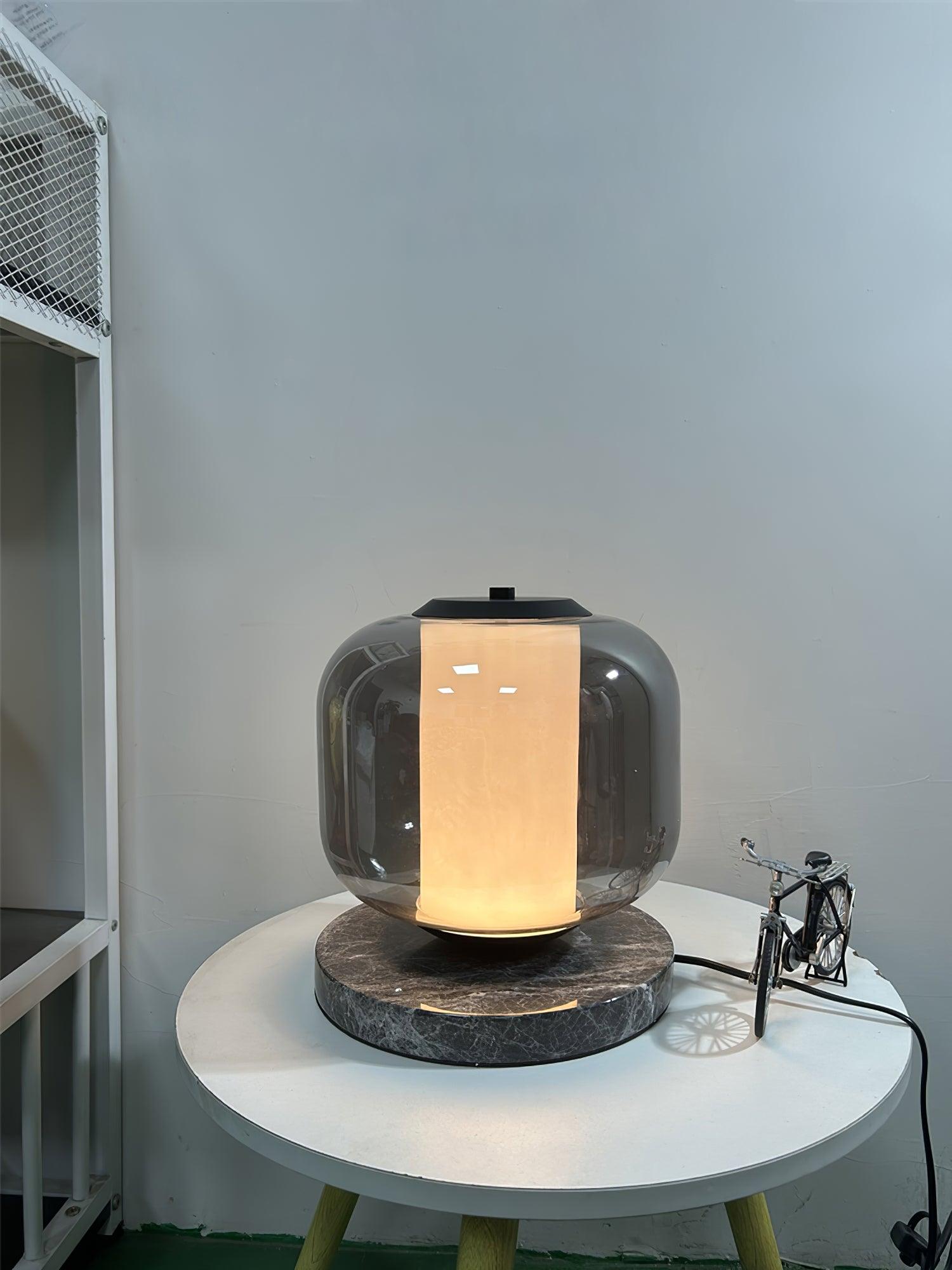 Elegant Eira Marble Table Lamp - Modern Home & Office Decor Lighting for Bedroom, Living Room, Study Desk | Dimmable LED Light with USB Port