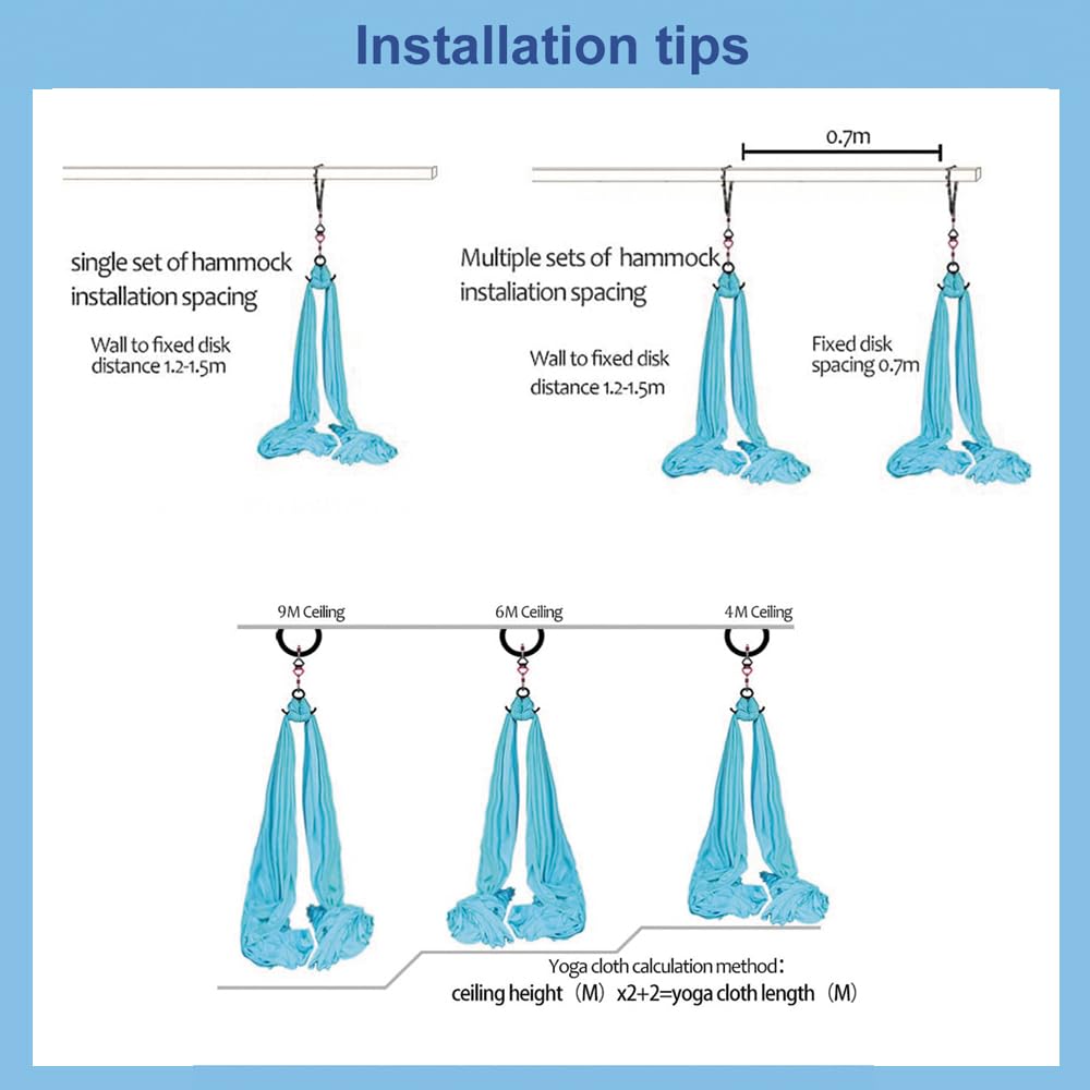 IONTACH 9 Yards Aerial Yoga Hammock Kit - Low-Stretch Fabric Yoga Swing Set for Beginners with Full Accessories | Perfect for Home Gym, Dance Training & Aerial Silks Practice