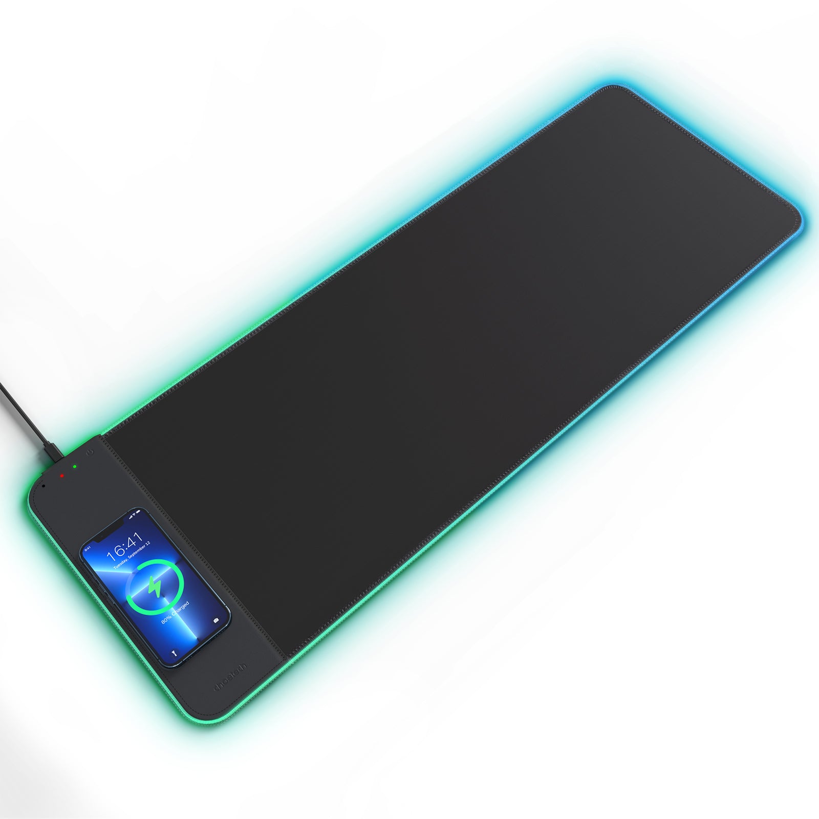 Choetech 15W Wireless Charging Mouse Pad with RGB Lighting - Fast Qi Charging for iPhone, Samsung, AirPods - Perfect for Gaming & Office Workspace
