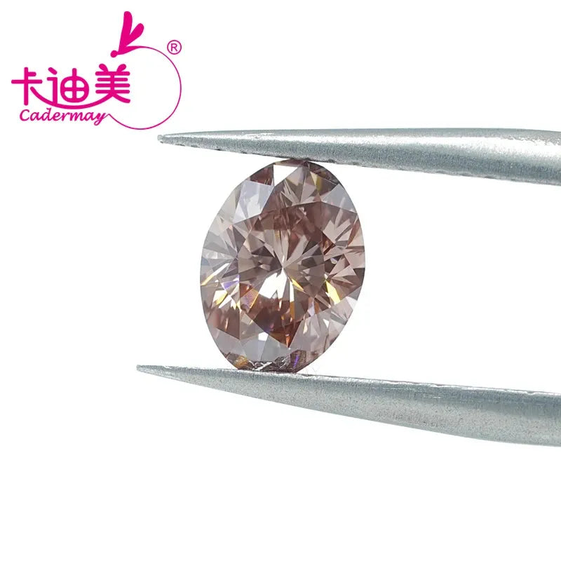 CADERMAY Oval Shape EX Cut Fancy Brownish Pink VS1 Clarity CVD Lab Grown Diamond Loose Stone - Premium Gemstone for Jewelry Making, Engagement Rings & Custom Designs