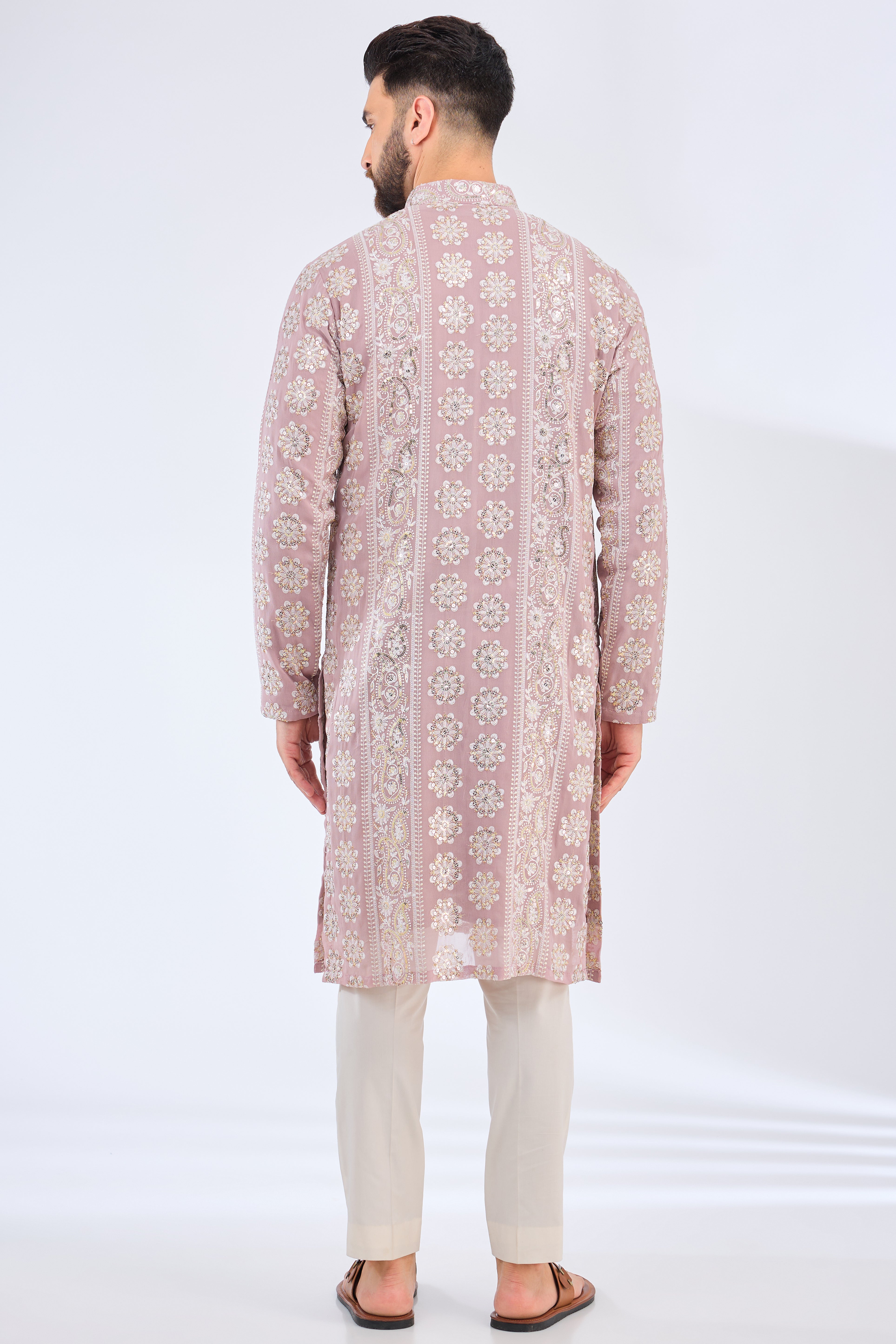 Elegant Purple Chikankari Kurta with Intricate Paisley Embroidery - Perfect for Festivals, Weddings & Ethnic Occasions