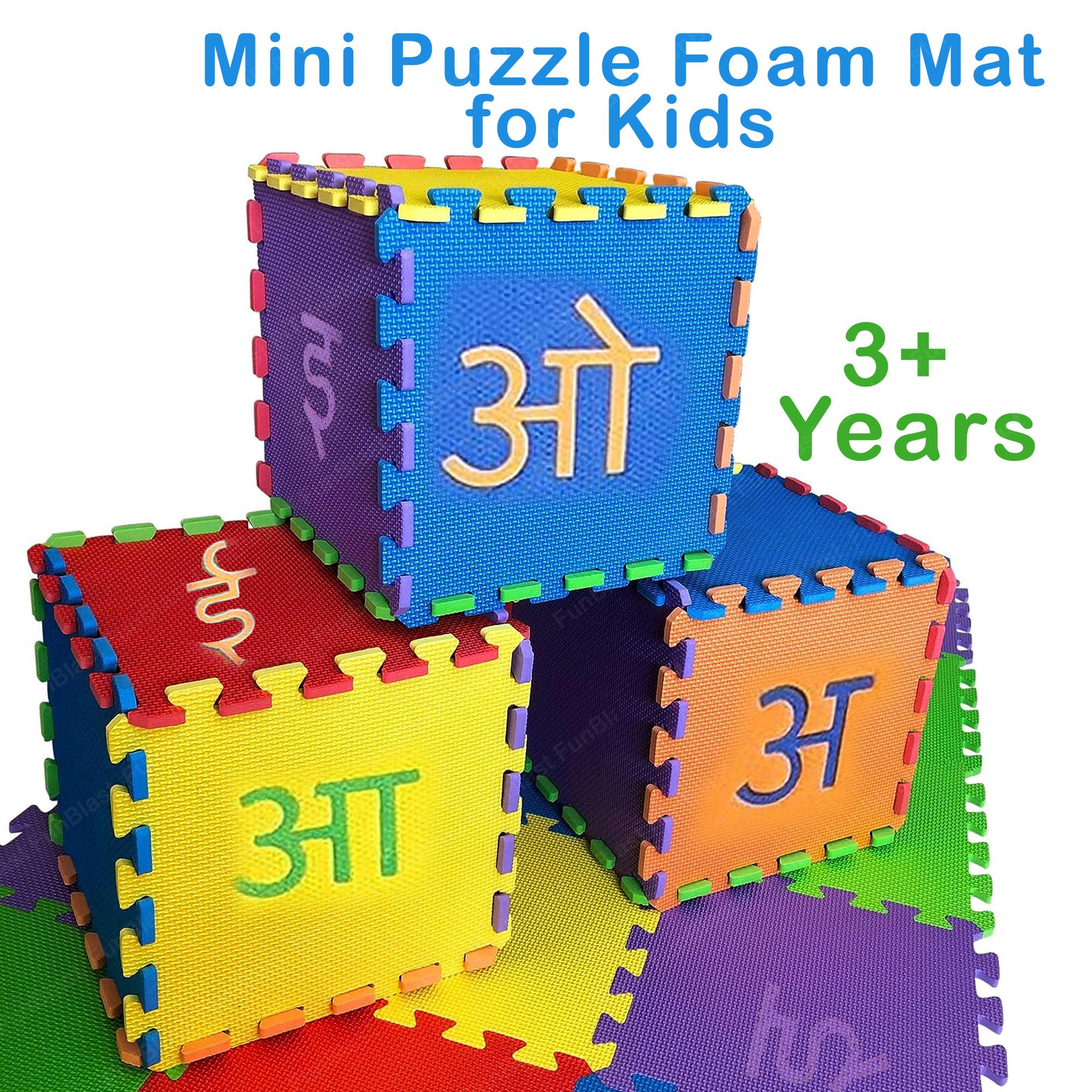 FunBlast 48-Piece Hindi Alphabet Foam Puzzle Mat for Kids - Colorful Interlocking ABC Learning Tiles for Playroom & Classroom Educational Activities