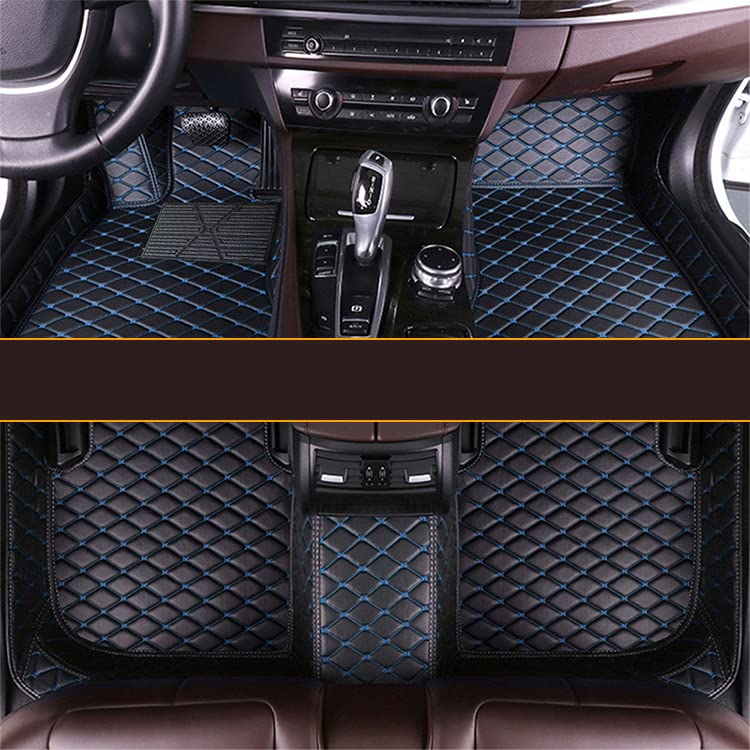 Custom 3D Diamond Leather Car Mats for Sedan, SUV & Sports Cars - Full Coverage Non-Slip Vehicle Floor Mats for Men & Women (Black/Blue) - Perfect for All-Weather Protection & Luxury Car Interior Upgrade