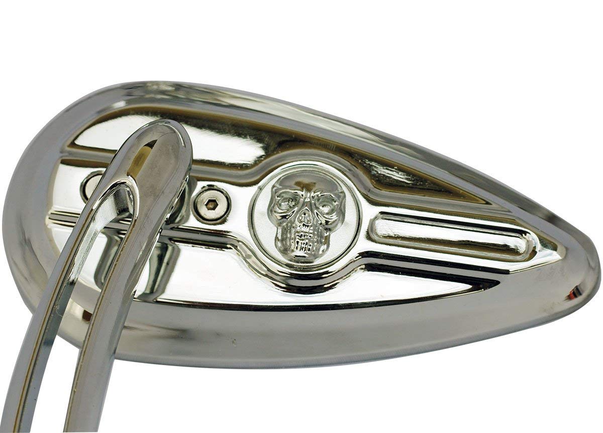 3D CNC Skull TearDrop Motorcycle Mirrors for 2003 Yamaha V Star 1100 XVS1100A Classic - Chrome Finish, Universal Fit, Easy Installation - Perfect for Cruiser Bikes, Custom Builds & Motorcycle Upgrades