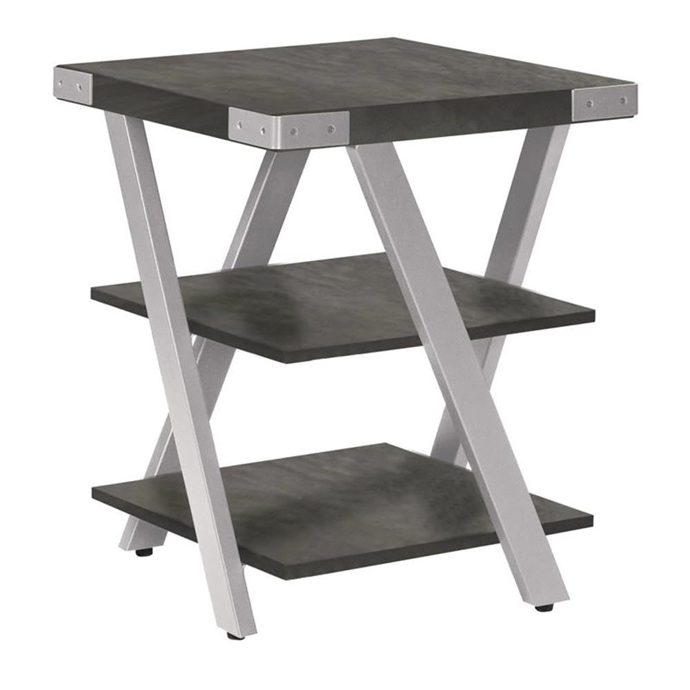 Mirella End Table in Stone Gray - Modern Nightstand for Bedroom, Living Room, or Office - Small Side Table with Sturdy Metal Frame & Sleek Design