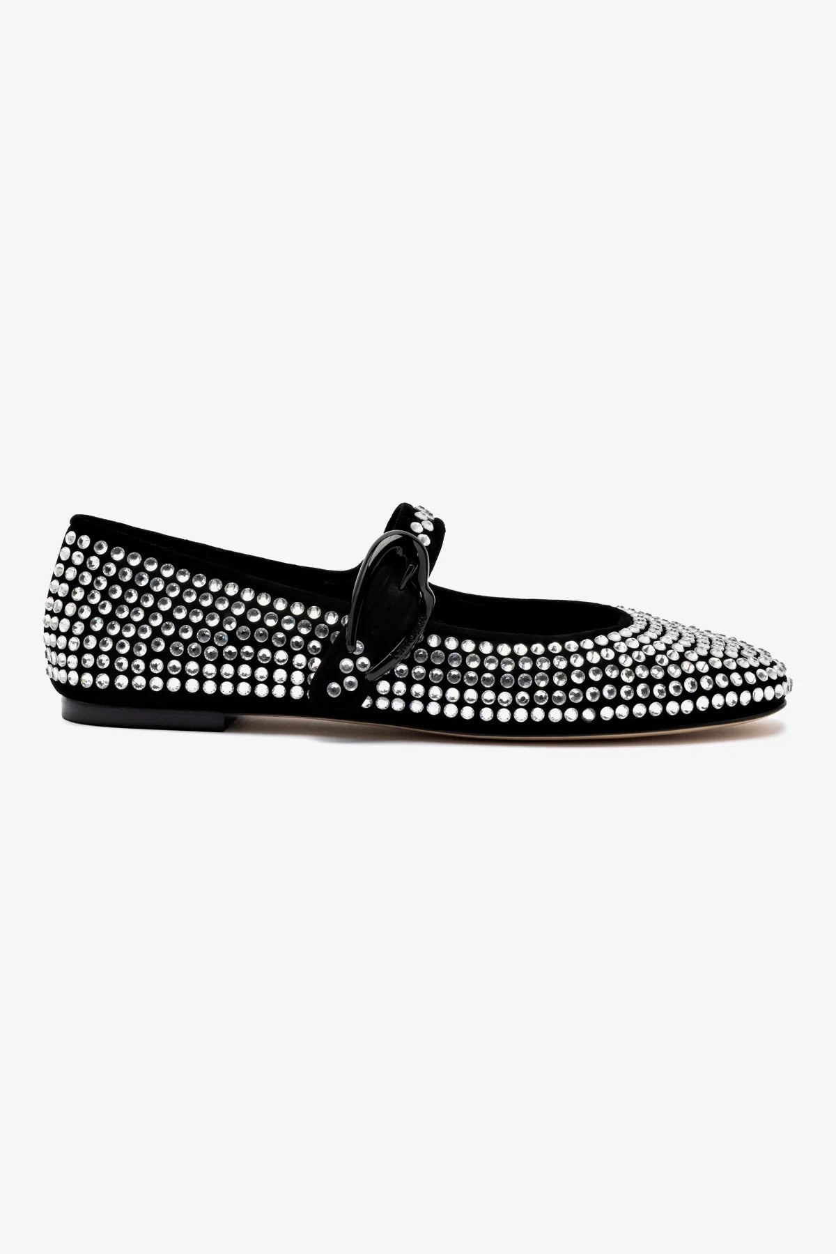 Verona Ballet Flat Crystal in Black Suede - Elegant Women's Comfortable Shoes for Work, Party & Daily Wear