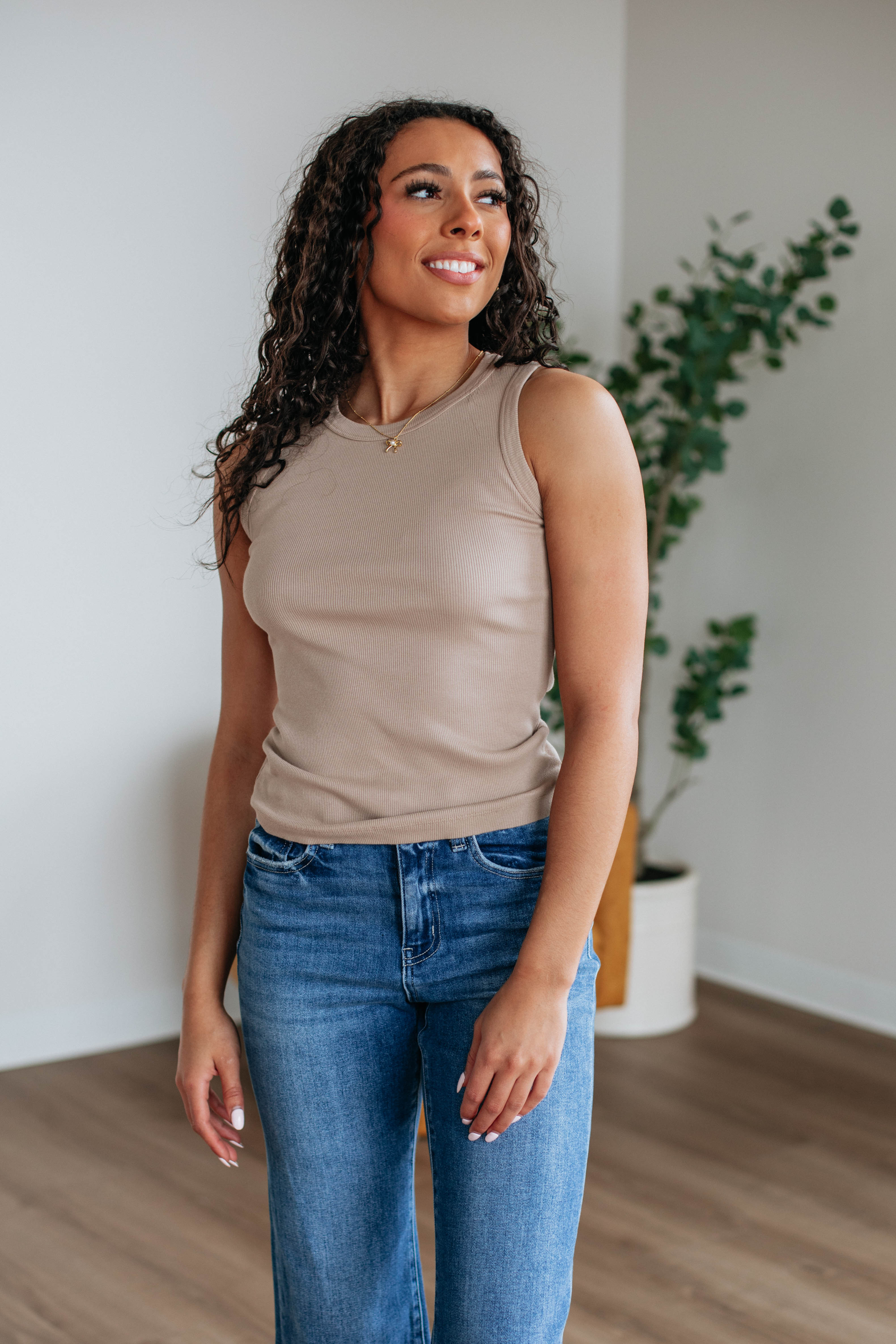 Brighton Ribbed Tank Top for Women - Soft & Comfortable Taupe Sleeveless Shirt - Perfect for Casual Wear, Layering & Summer Outfits