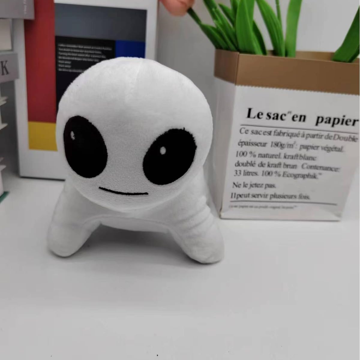 Halloween Ghost Plush Toy - Cute White Big Eyed Dog Stuffed Animal with Vacuum Compression Packaging | Perfect for Party Decorations, Gift Giving & Seasonal Home Decor