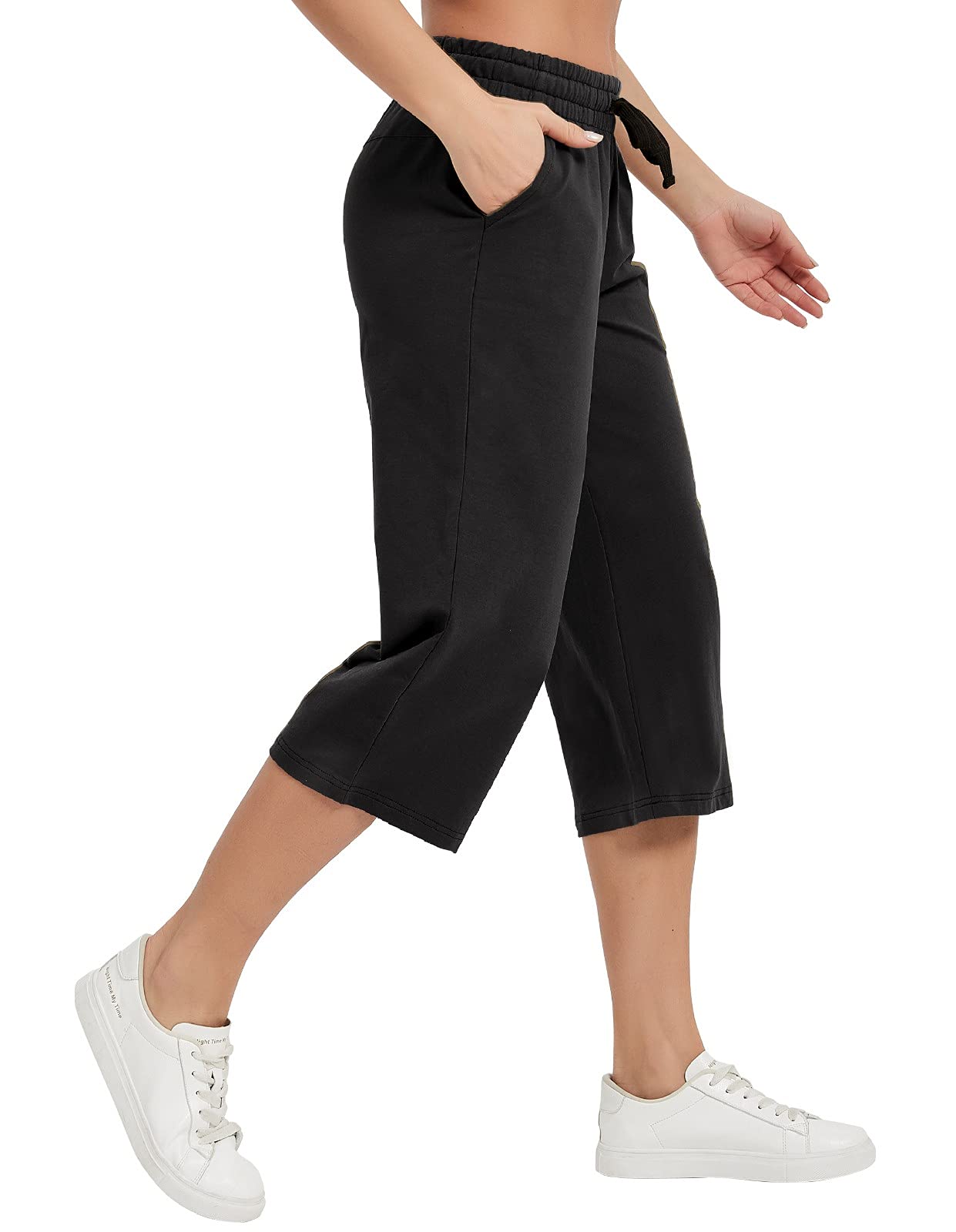 SPECIALMAGIC Women's Cotton Yoga Capri Pants - Wide Leg Sweatpants for Workout & Lounge - 2 Pack Comfortable Athletic Pants for Yoga, Running & Casual Wear
