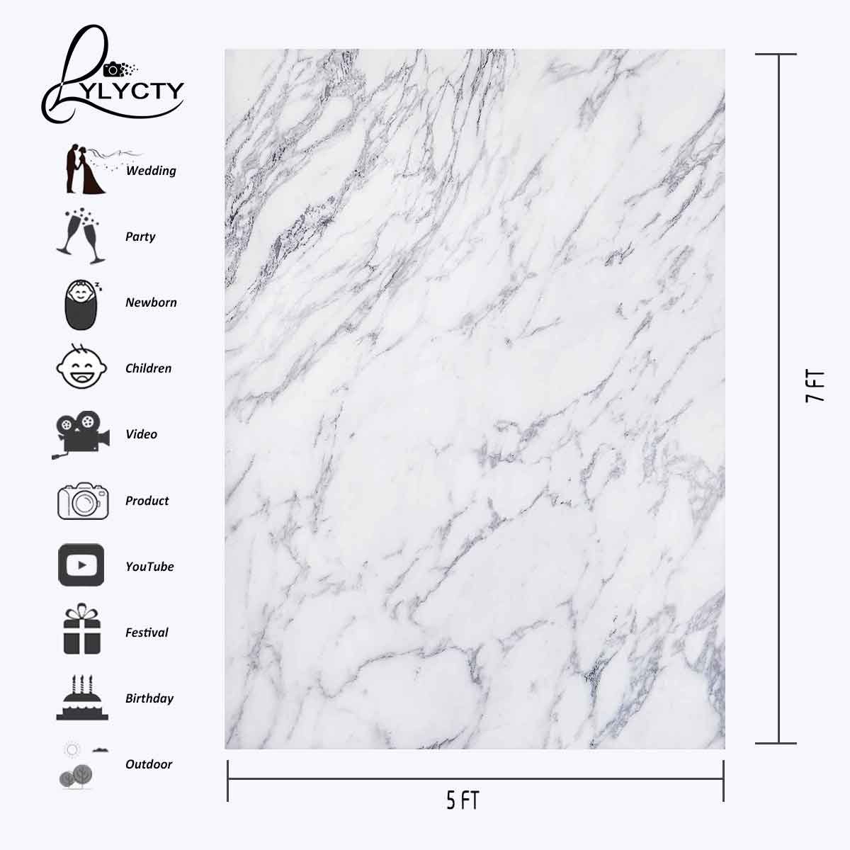 5x7ft Custom Marble Texture Photography Backdrop - Studio Photo Background for Portraits, Events & Social Media Content Creation