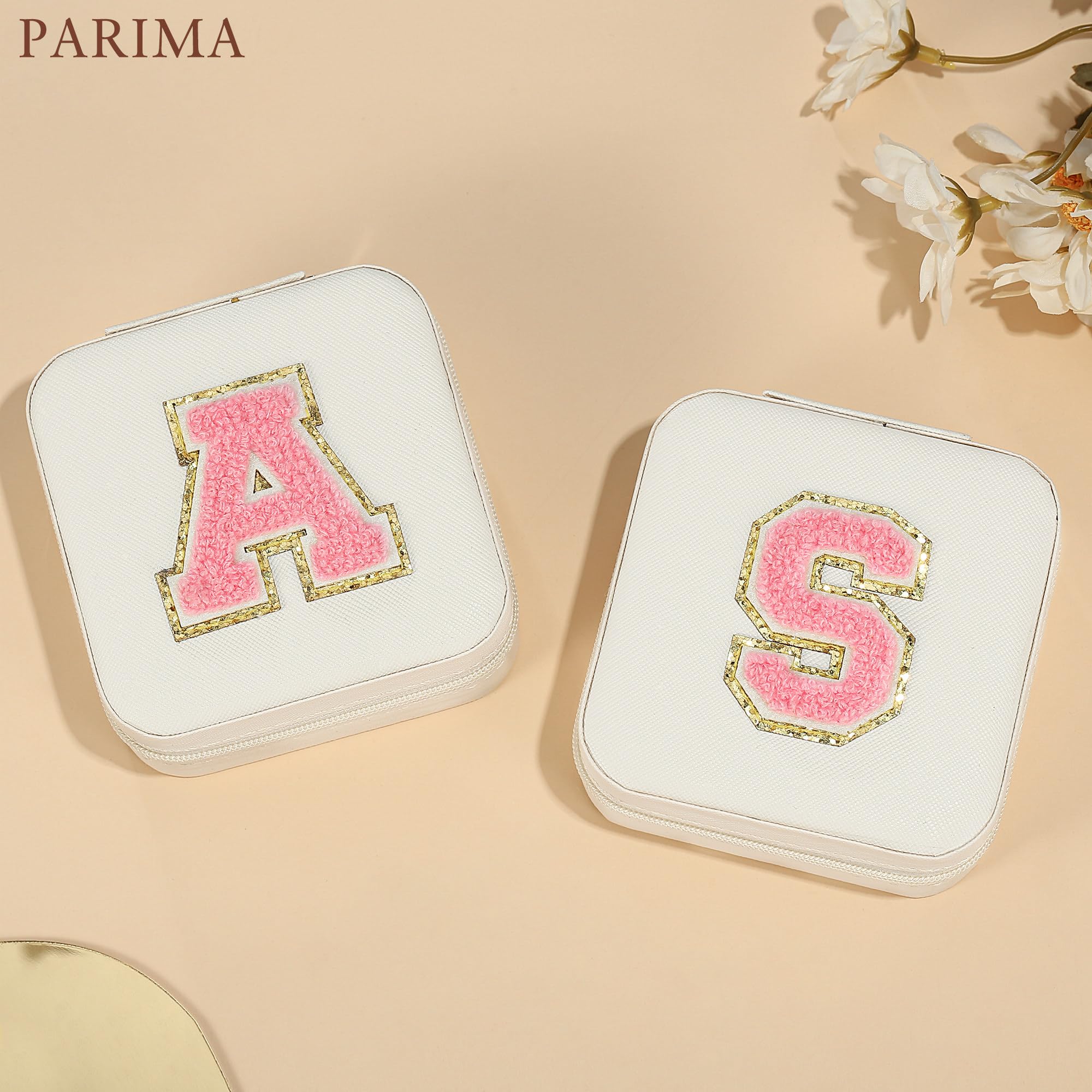 Personalized Initial Travel Jewelry Box for Women - Trendy Pink Jewelry Organizer Case | Perfect Christmas Birthday Gift for Teens Girls | Great for Travel Vacation Storage & Home Organization
