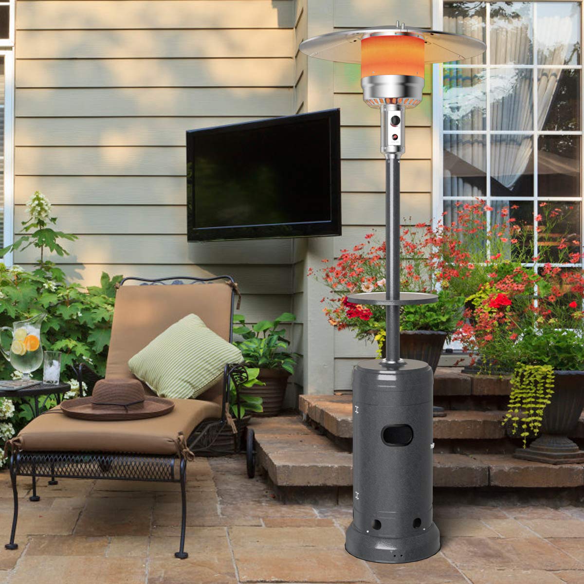 Tangkula 48000 BTU Outdoor Propane Patio Heater with Wheels & Cover - 87