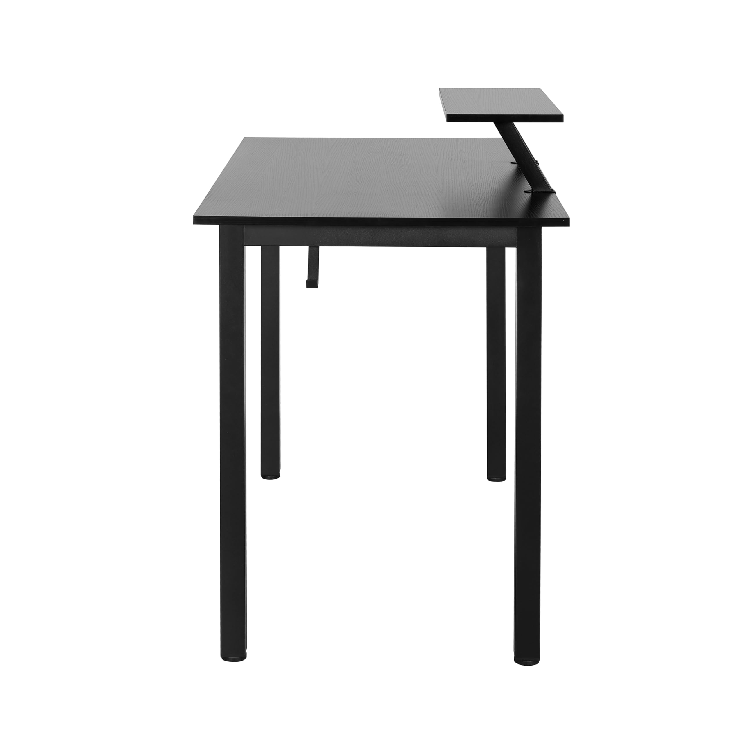 Techni Mobili Industrial Minimalist Writing Desk - Adjustable Storage Shelf & Accessory Holder - Engineered Wood & Powder Coated Steel Frame Computer Study Desk - Perfect for Home Office, Small Spaces & Modern Workspaces (Black)