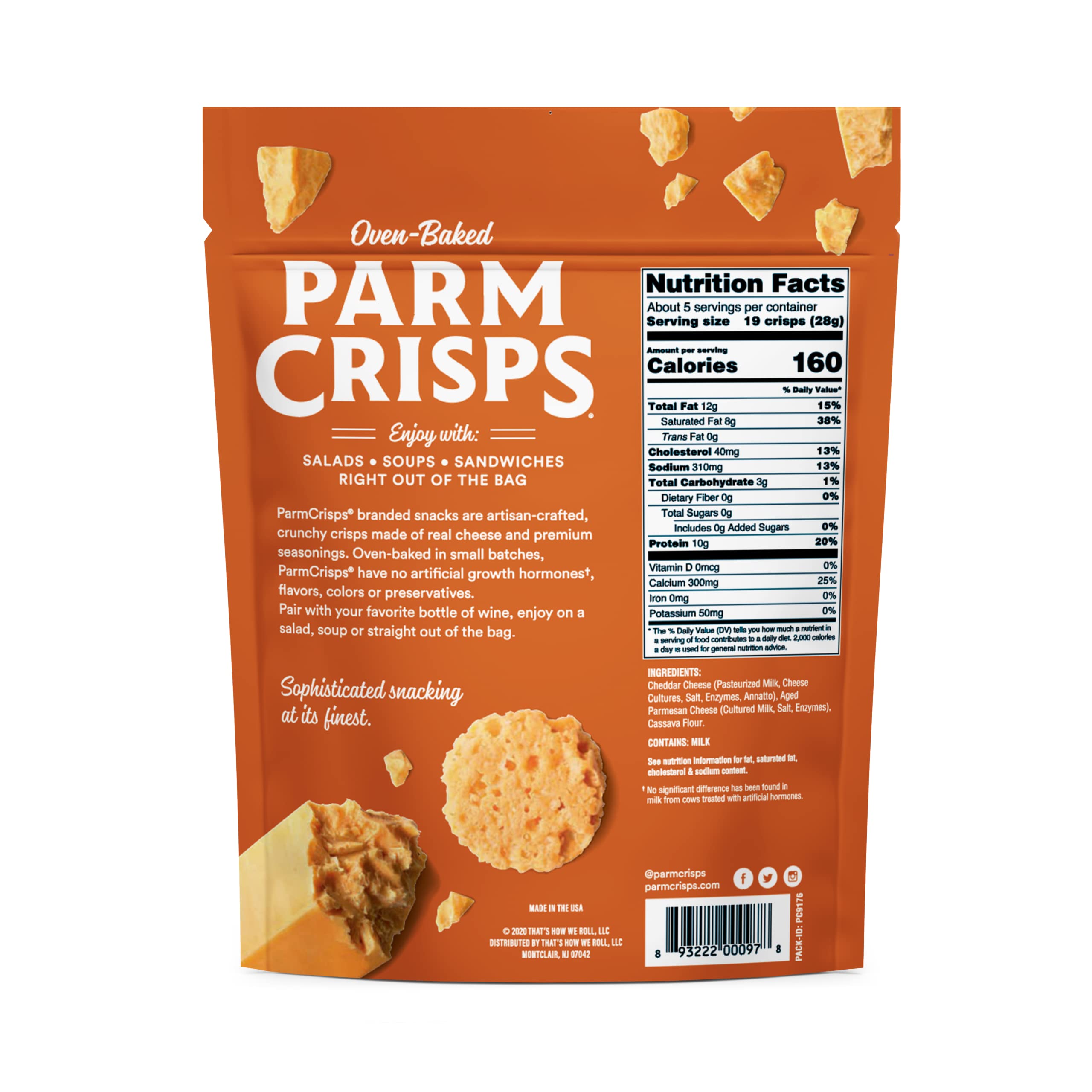 Parmcrisps – Low Carb Keto Cheddar Cheese Crisps Snacks | Gluten-Free, High Protein, Crunchy | Perfect for Keto Diet, Weight Loss & On-the-Go Healthy Snacking