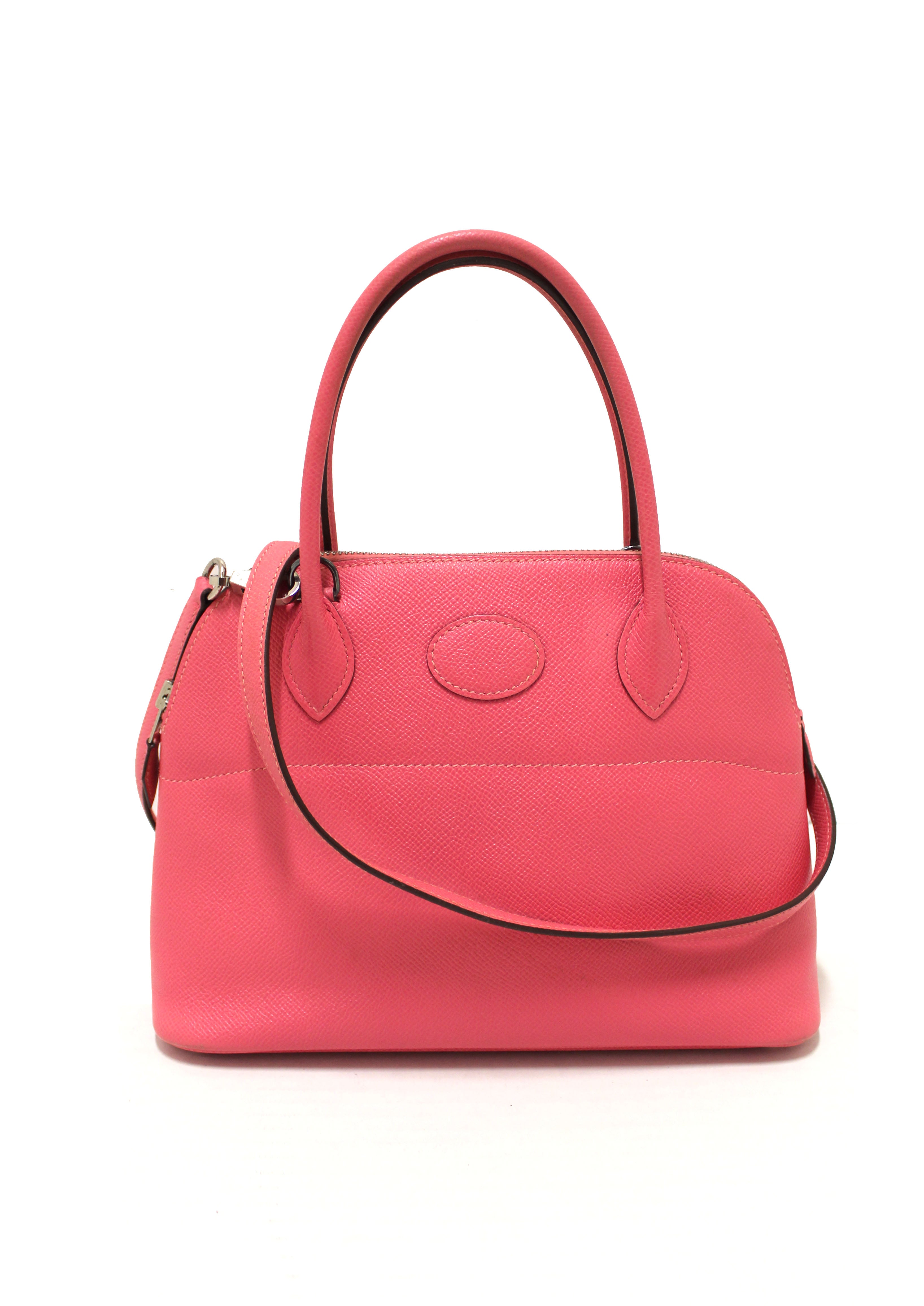 Authentic Hermes Pink Bolide 27 Epsom Leather Handbag for Women - Luxury Shoulder Bag & Top Handle Purse - Perfect for Work, Travel & Special Occasions