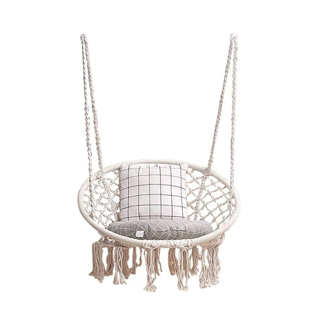 ATAAY Cotton Rope Hanging Hammock Swing Chair with Iron Stand - Indoor Outdoor Camping Furniture for Patio, Garden & Backyard Relaxation | Perfect for Lounging, Reading & Napping