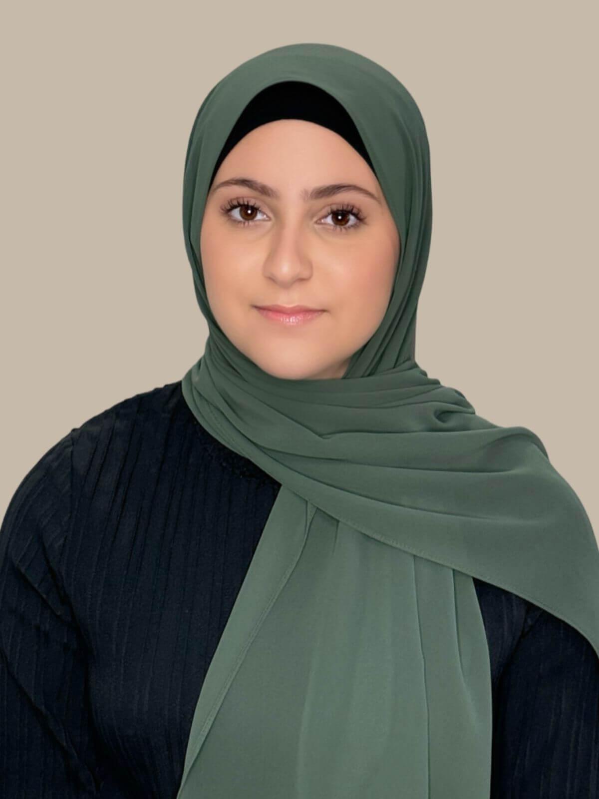 Luxury Chiffon Hijab for Women - Soft Army Green Modest Scarf - Perfect for Daily Wear, Prayer & Special Occasions
