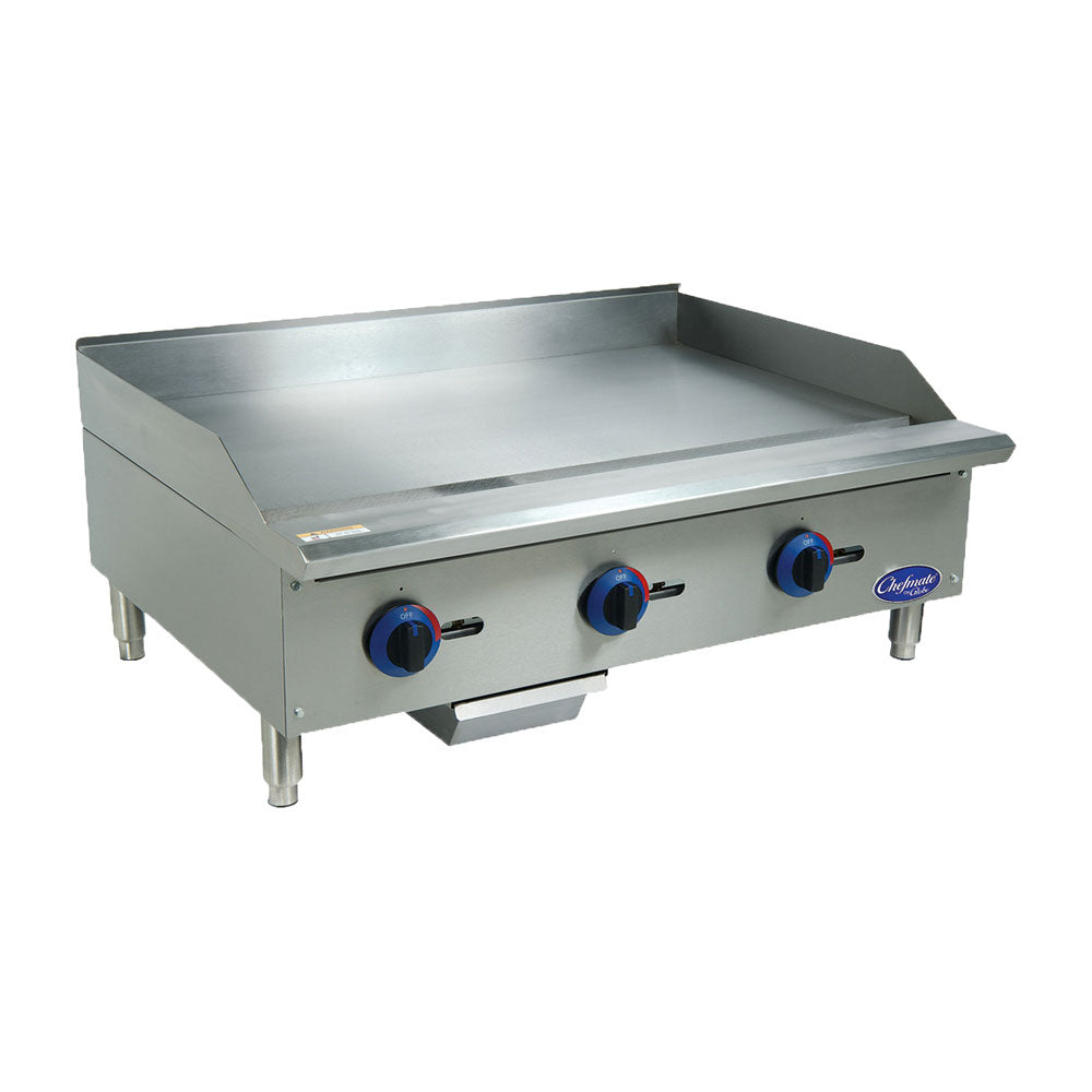 Globe C36GG Chefmate 36-Inch Commercial Gas Griddle - Heavy Duty Stainless Steel Flat Top Grill for Restaurants, Diners & Food Trucks - Perfect for Pancakes, Burgers, Eggs & More