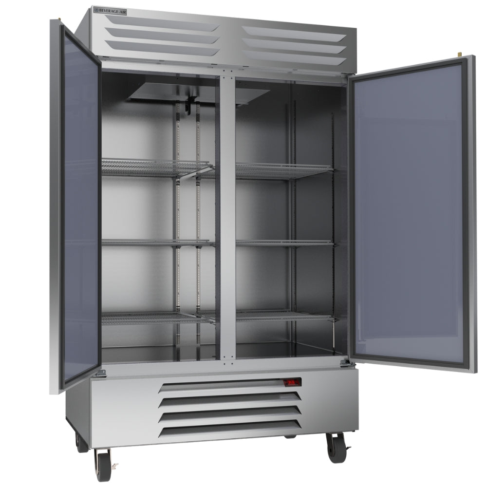 Beverage Air 52 Inch Commercial Reach-In Refrigerator - 2 Solid Doors, Bottom Mount Compressor - Perfect for Restaurants, Bars, and Catering Businesses