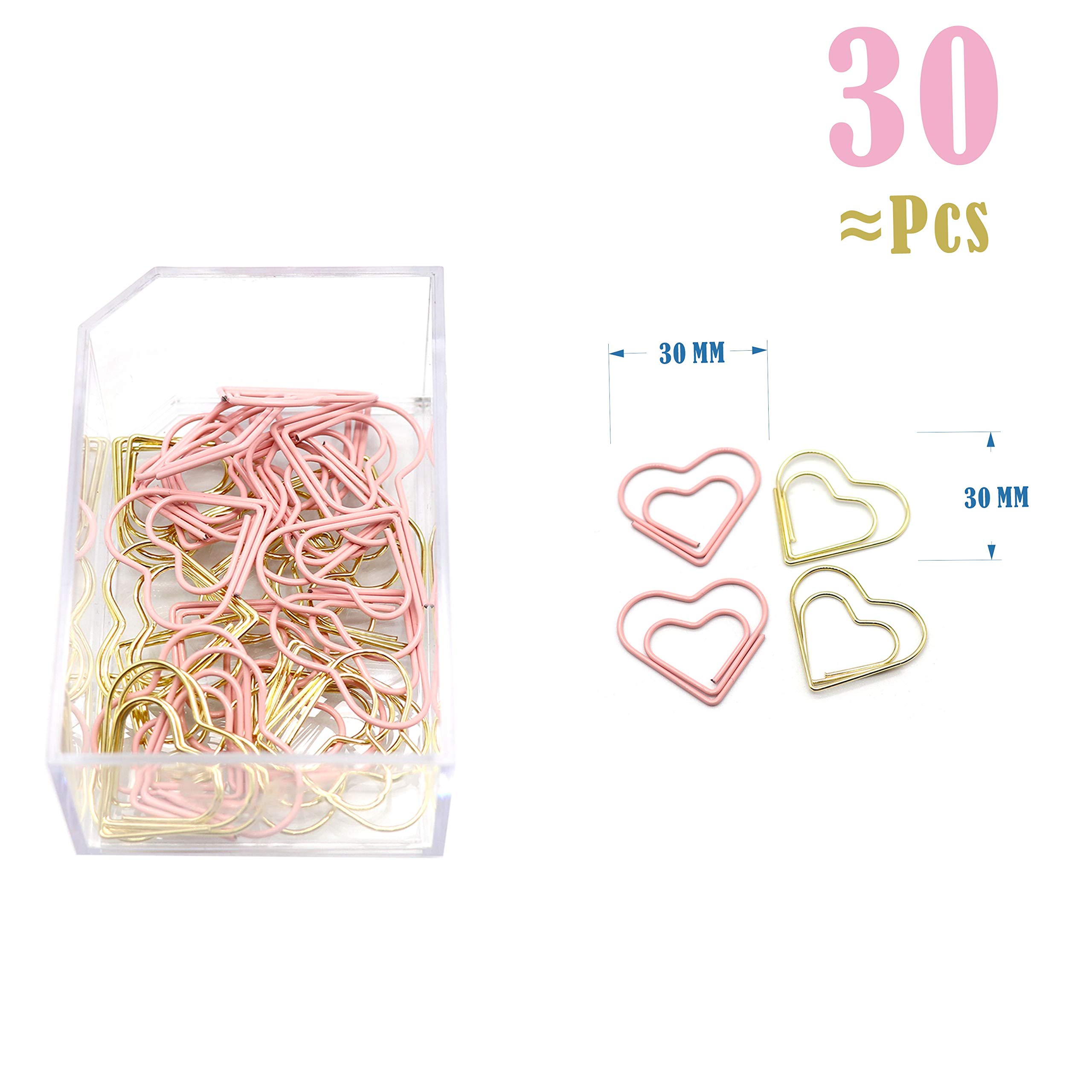 Gold & Pink Binder Clips and Paper Clips Set (3-in-1 Boxed) - 100pcs Office & School Supplies for Teachers, Students, Classroom Organization, Document Filing, Bulletin Board Displays & Craft Projects