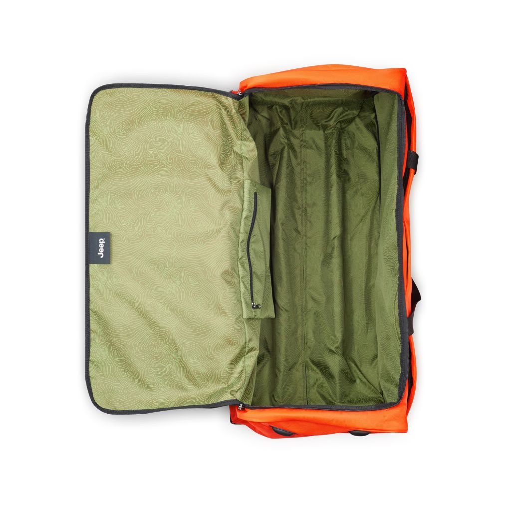 Jeep 83cm Duel Wheel Lightweight Large Duffle Bag - Orange | Waterproof Travel Duffel for Gym, Camping & Outdoor Adventures