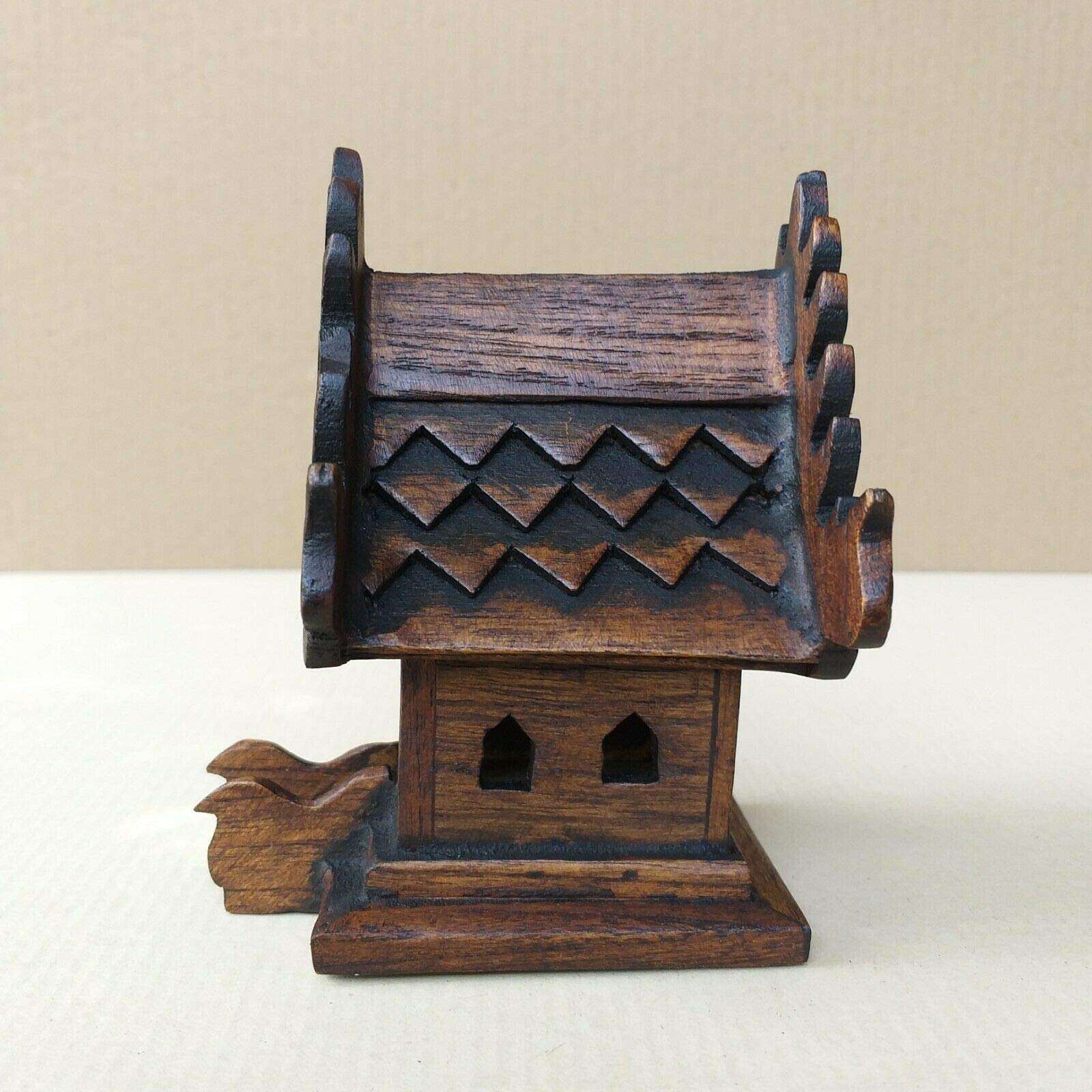 Handmade Teak Wood Mini Temple Tabletop Thai Small Buddha Buddhist Spirit House SanPraPhum - Home Altar Decor, Meditation Gift, Asian Spiritual Decor for Office & Living Room