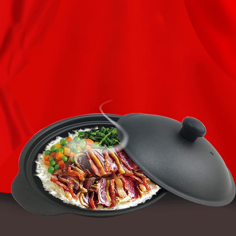 DOITOOL 1-Piece Heat-Resistant Cast Iron Clay Pot with Lid - Small Casserole Rice Cooker for Chicken Rice, Stews & Soups - Perfect for Stovetop, Oven & Serving Dishes