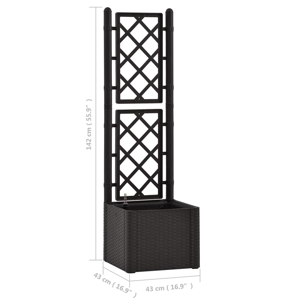 Raised Garden Bed with Trellis & Self-Watering System - Anthracite Outdoor Planter Box for Flowers, Vegetables & Plants | Rustic Design for Backyard, Patio & Balcony Gardening
