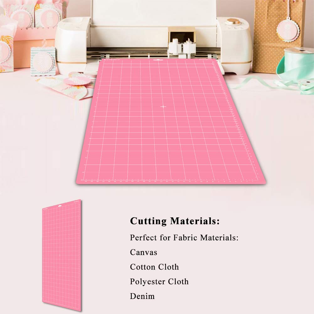 EVISWIY 4-Piece 12x24 Cutting Mats for Cricut Maker 3, Explore Air 2, Air & One - Includes 5 Blades (Standard/Light/Strong/Fabric Grip) - Green, Blue, Purple, Pink - Perfect for DIY Crafts, Vinyl Cutting & Scrapbooking