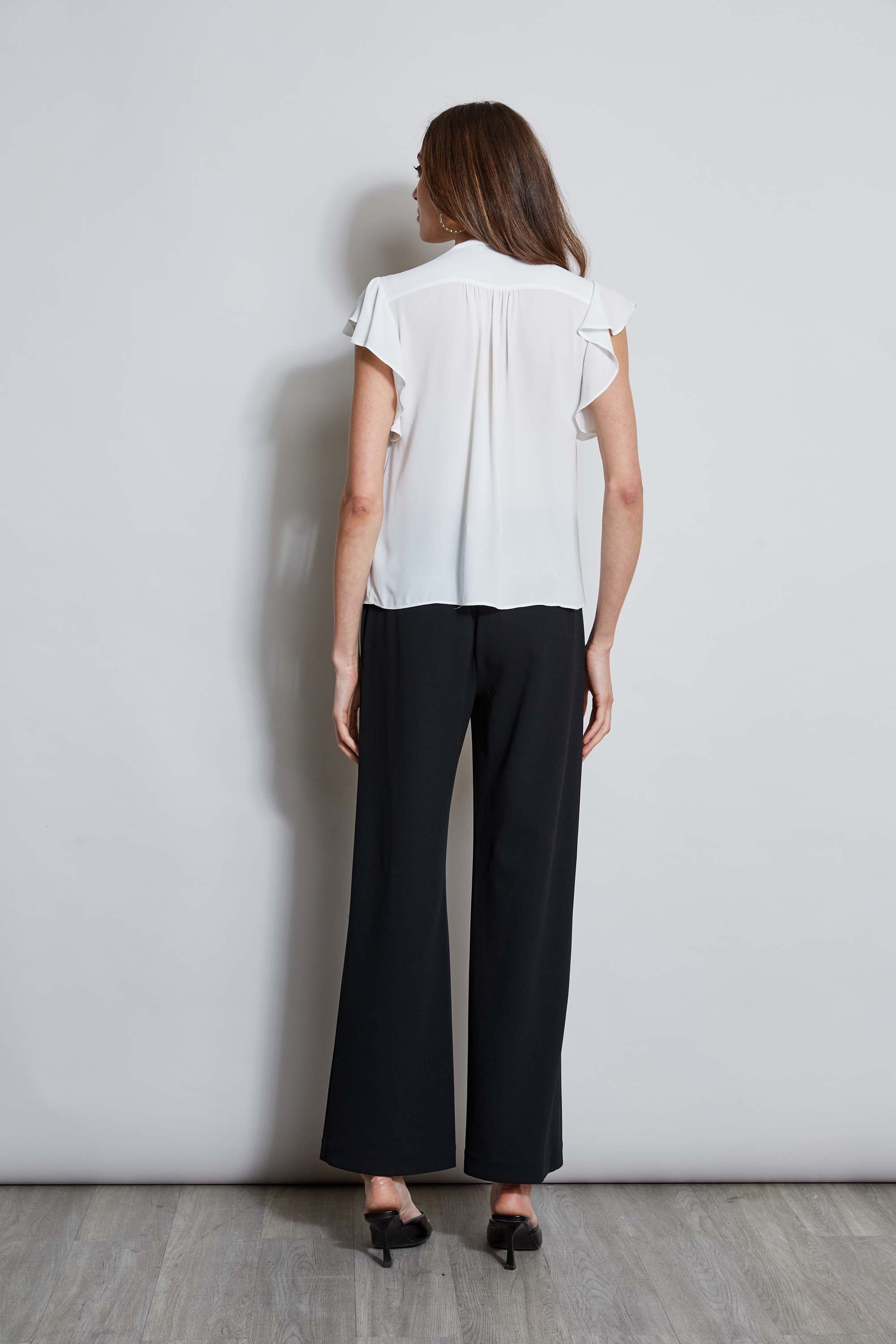 Tahari Women's Flutter Sleeve Blouse - Elegant Flowy Top for Work & Casual Wear | Office Outfits, Date Nights & Special Occasions