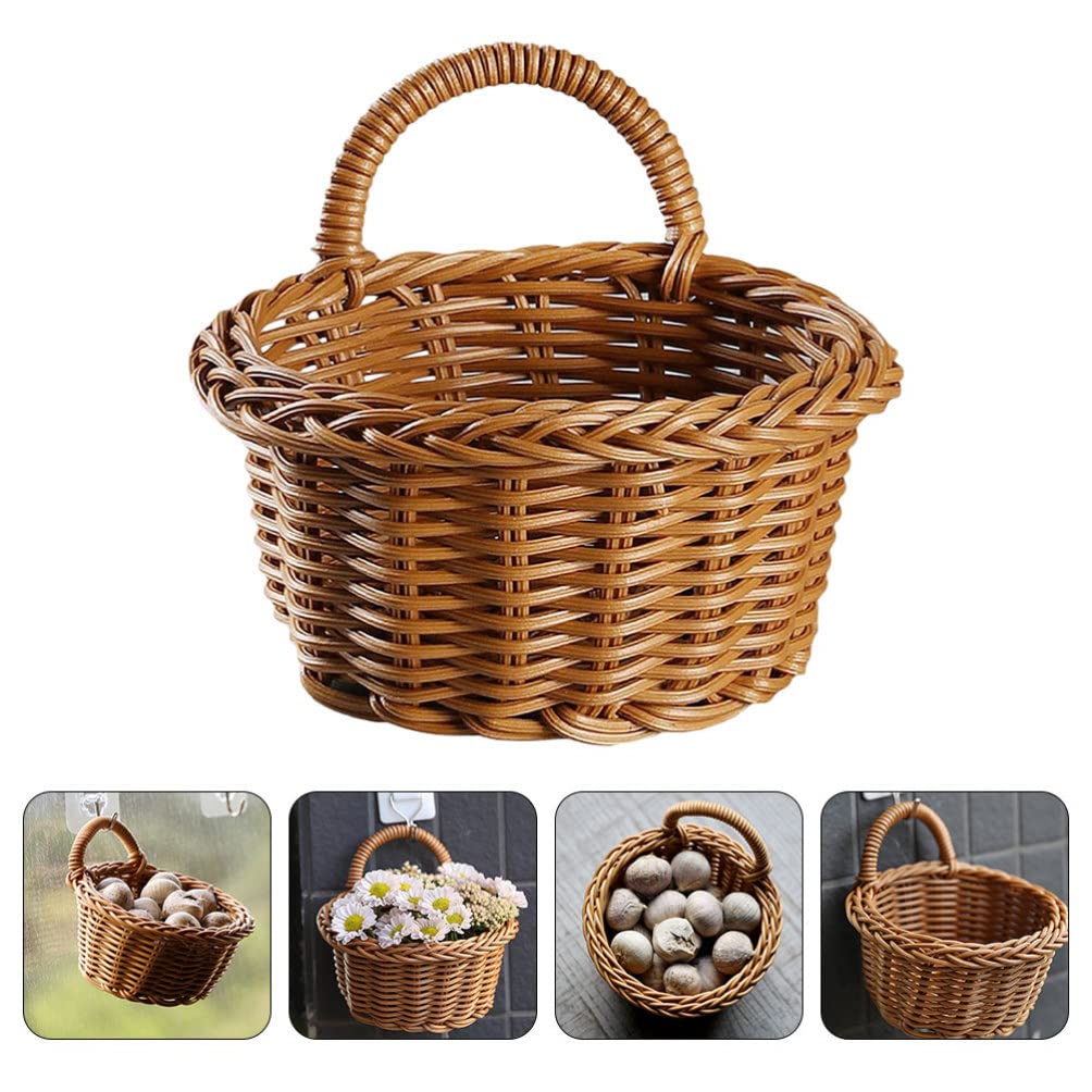 Cabilock Woven Storage Baskets - Hanging Onion Potato Garlic Ginger Basket, Wall-Mounted Vegetable Keeper & Home Organizer for Kitchen, Bathroom, Bedroom (Natural Wicker, Multipurpose Storage Solution) - Perfect for Pantry Organization, Farmhouse Decor, and Small Space Storage