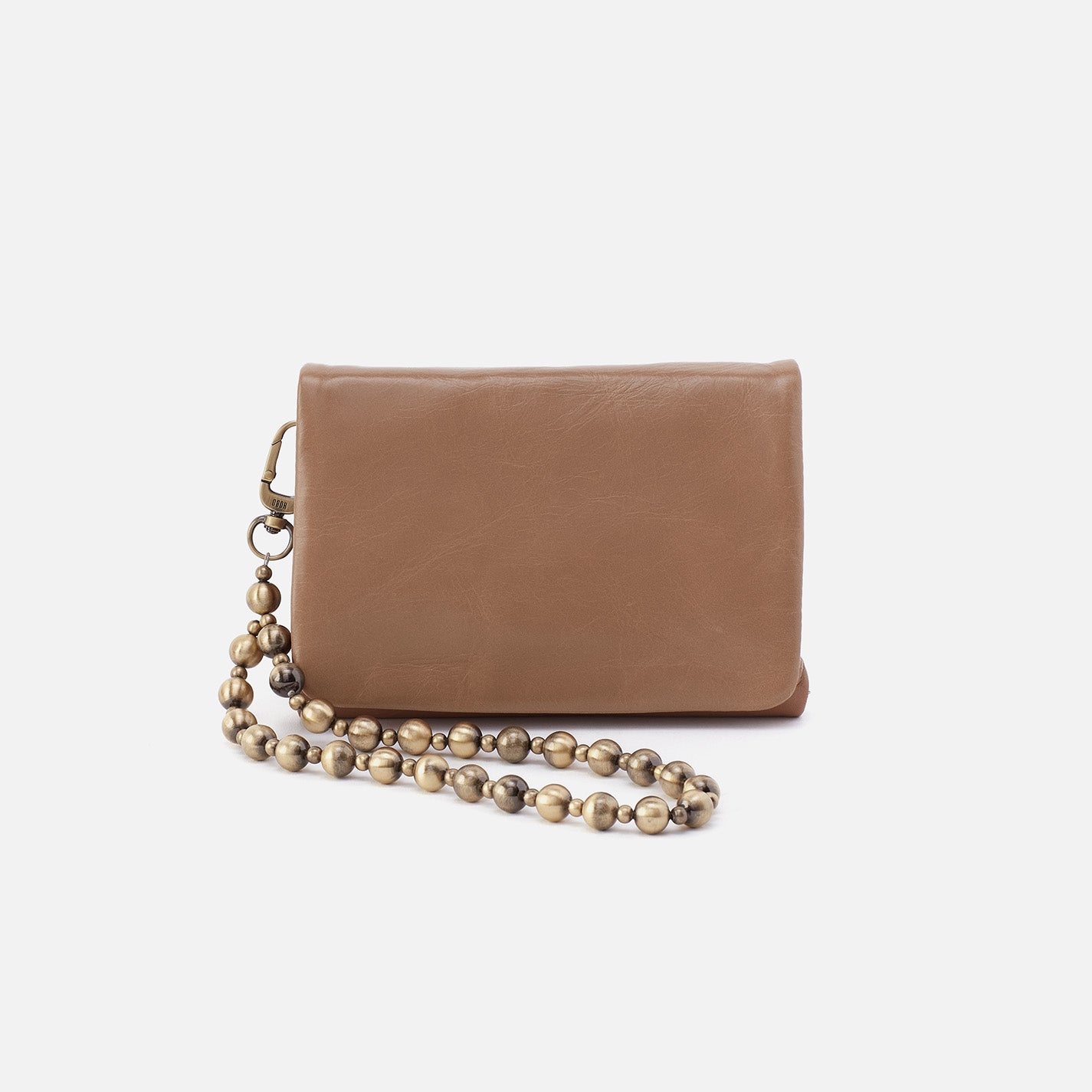 Ross Polished Leather Bead Wristlet with Cashmere Lining - Elegant Women's Clutch for Evening Parties & Special Occasions