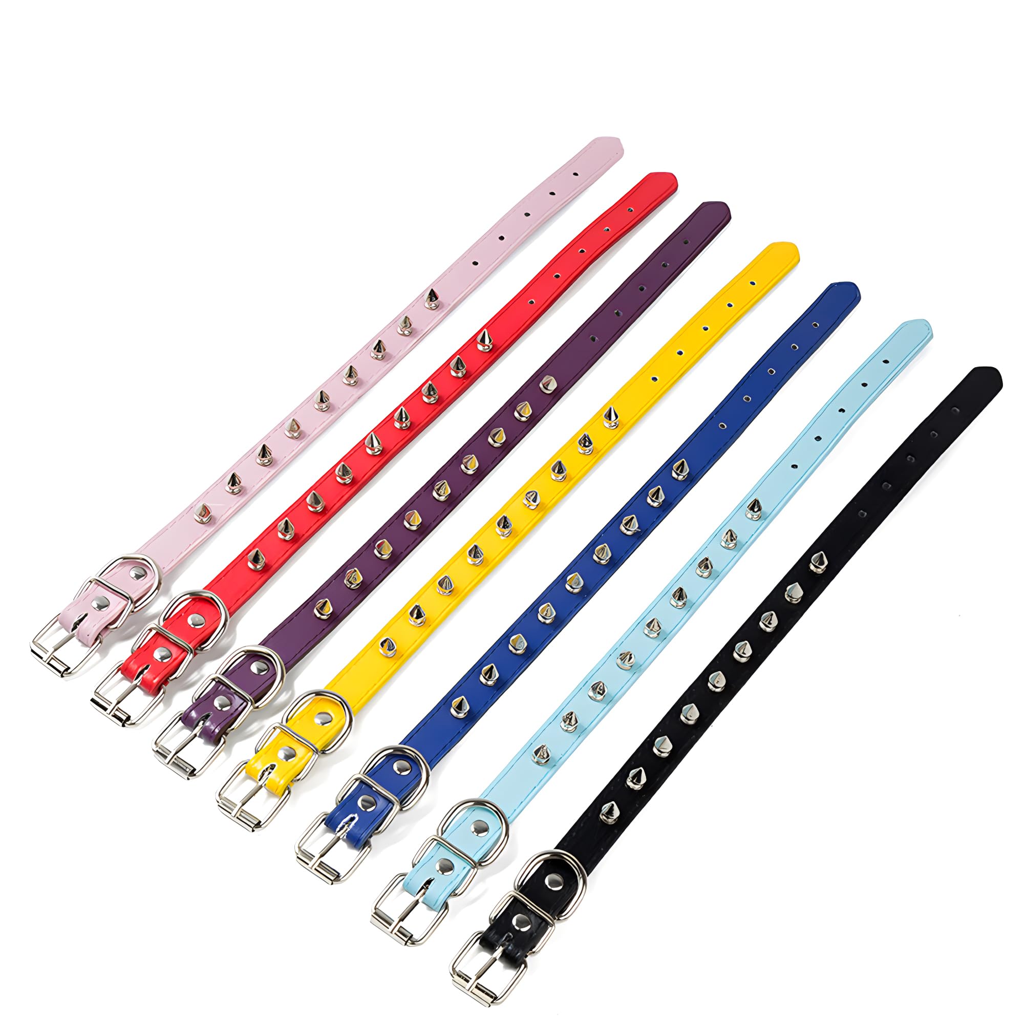 Soft PU Leather Spiked Dog Collar for Small Dogs - Adjustable Studded Pet Collar for Chihuahua, Teacup, Mini & Tiny Breeds (Pink, XS) - Perfect for Puppy Fashion & Pet Safety