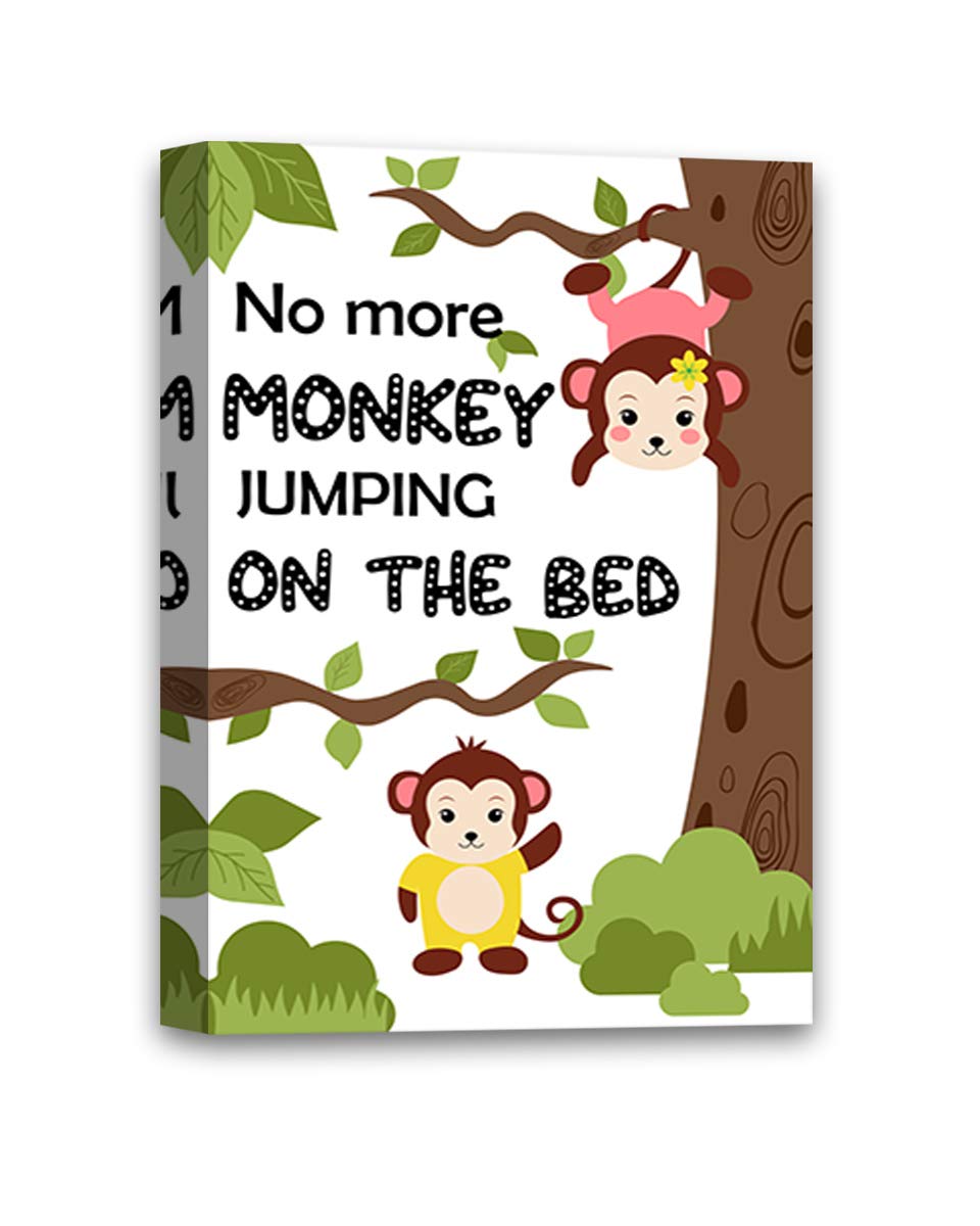 Funny Monkeys Jumping on the Bed Canvas Wall Art - 11