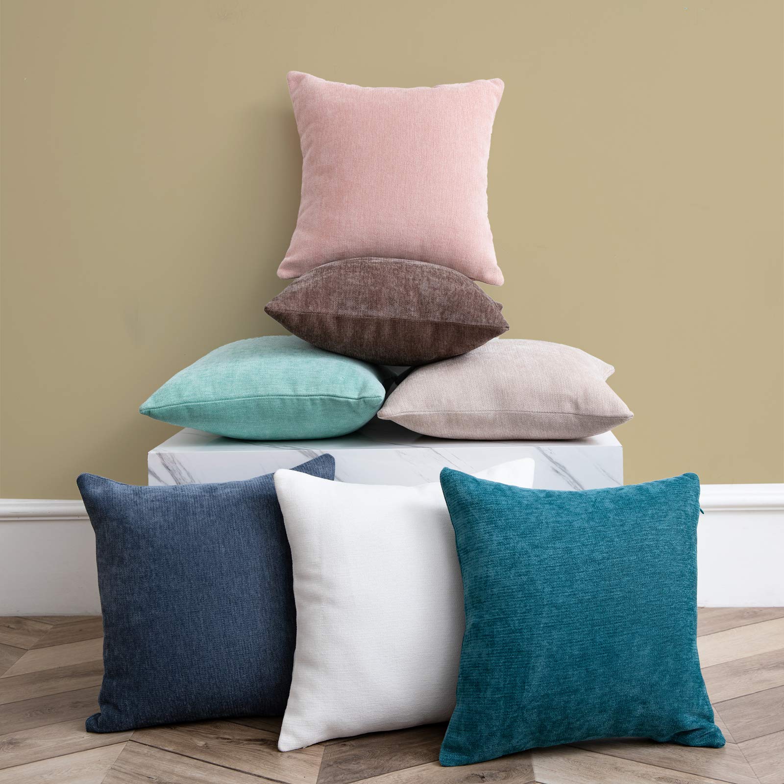 Anickal 20x20 Inch Cream White Pillow Covers Set of 2 - Solid Farmhouse Decorative Square Throw Pillow Cases for Sofa, Couch & Bed - Rustic Home Decor for Living Room, Bedroom & Outdoor Use