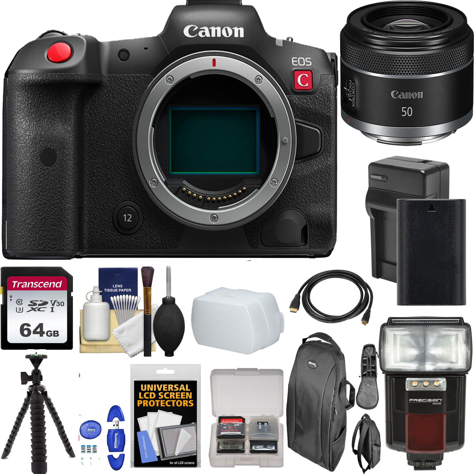 Canon EOS R5 C Mirrorless Digital Camera with RF 50mm f/1.8 STM Lens & 64GB Bundle - Professional 8K Video & Photography for Vlogging, Wedding, Travel & Studio Shooting