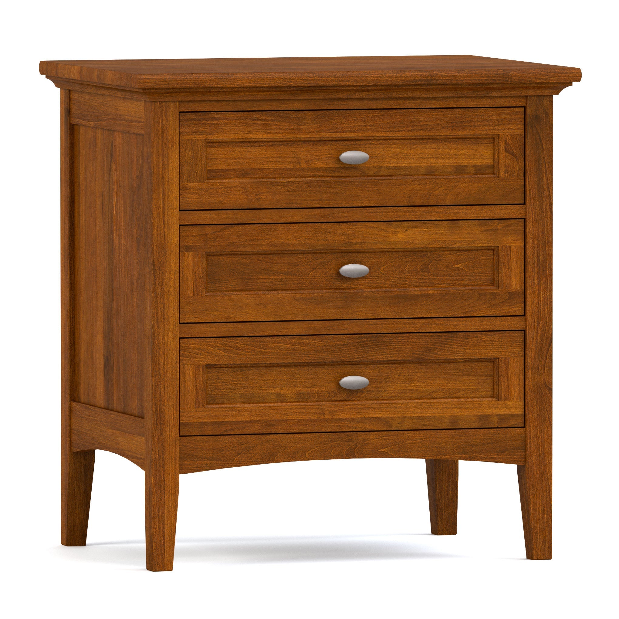 Revere Three Drawer Nightstand - Modern Bedside Table with Storage for Bedroom, Living Room & Office - Solid Wood Night Stand with Smooth Gliding Drawers