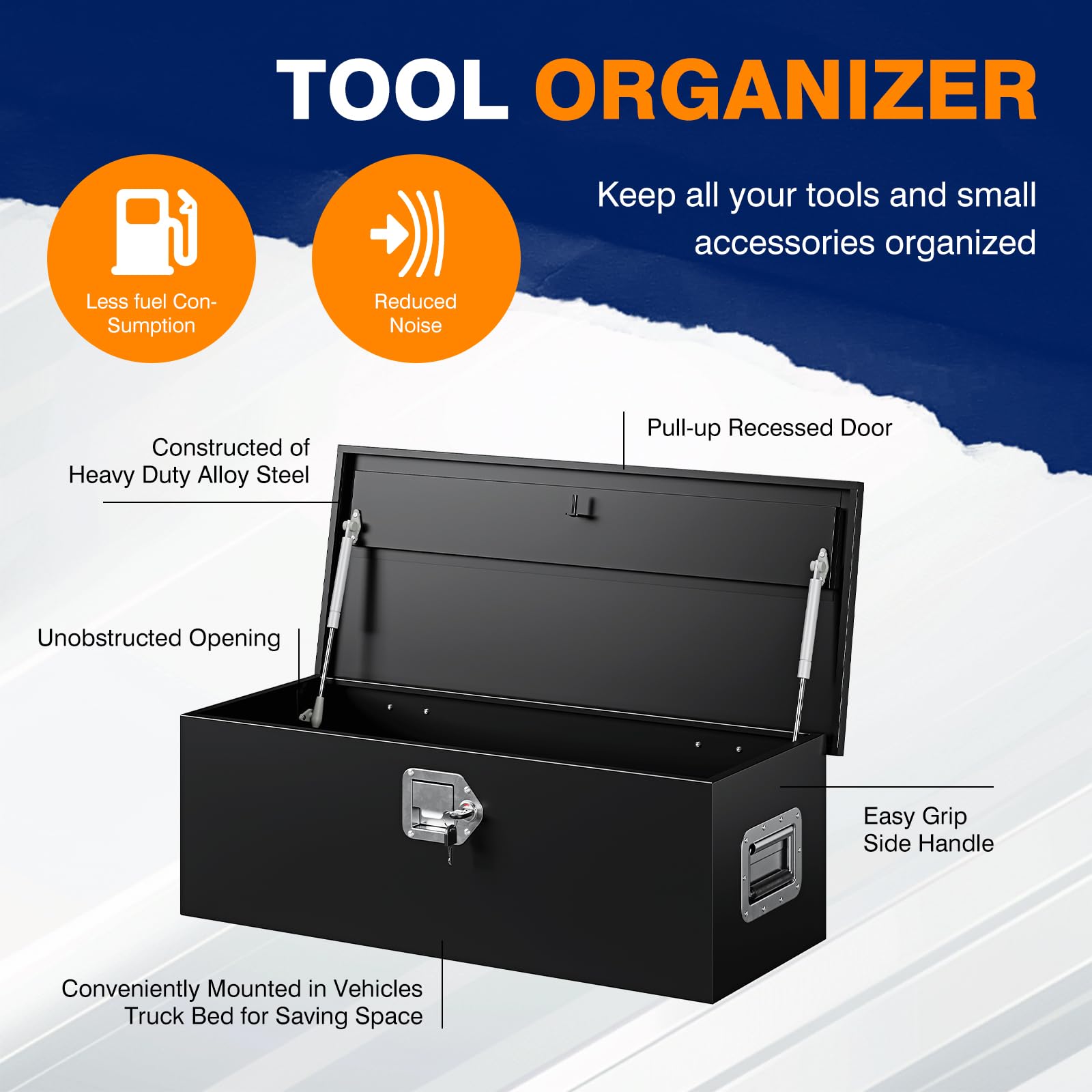Heavy Duty 30 Inch Steel Truck Bed Tool Box with Lock & Keys - Secure Storage for Tools & Equipment - Perfect for Pickup Trucks, Trailers, RVs & Utility Vehicles