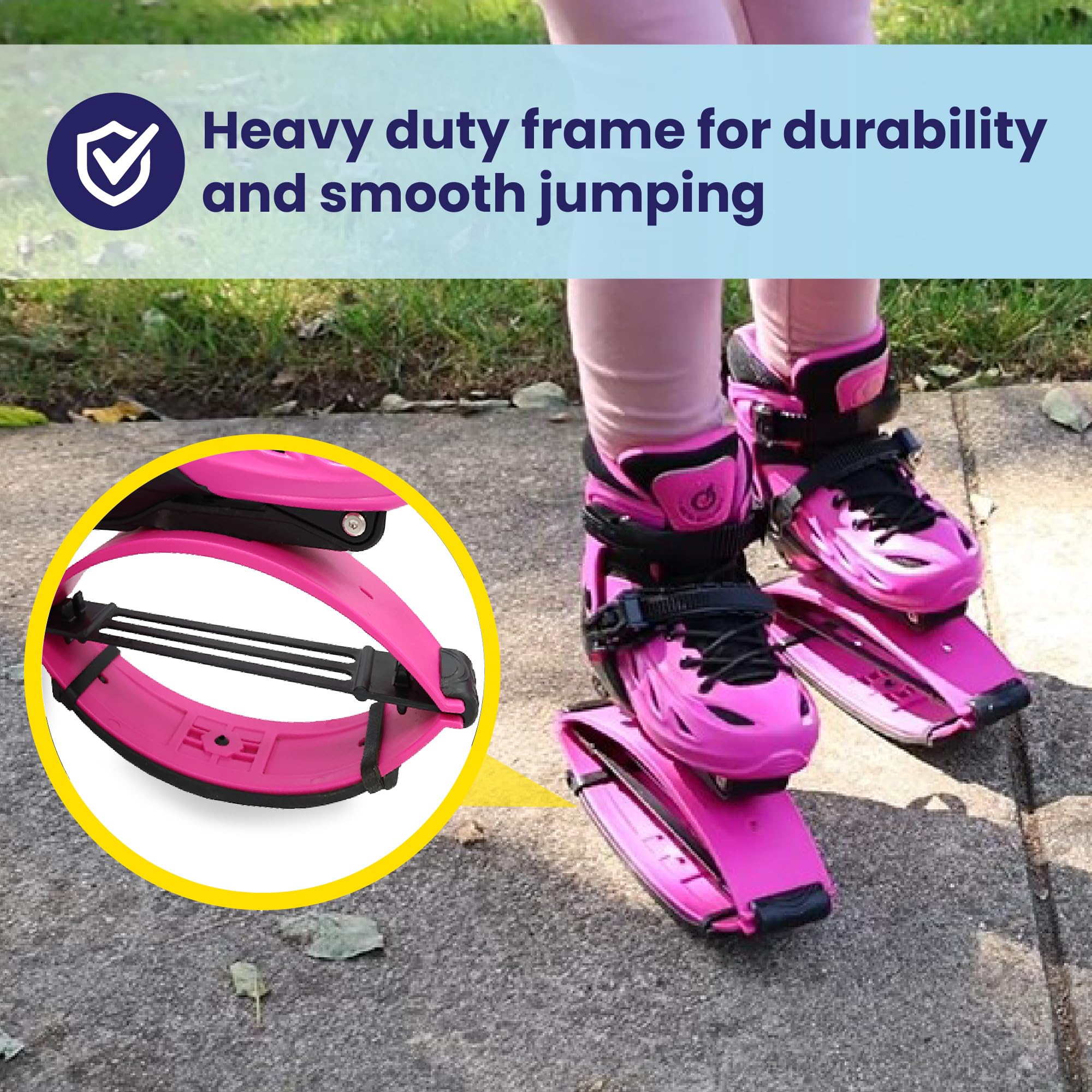 Premium Kids Bounce Jumping Shoes - Adjustable Moon Shoes for Exercise & Fun, Safe Kangaroo Jumping Shoes for Boys & Girls (Pink) - Perfect for Outdoor Play, Backyard Fitness & Kids' Birthday Parties