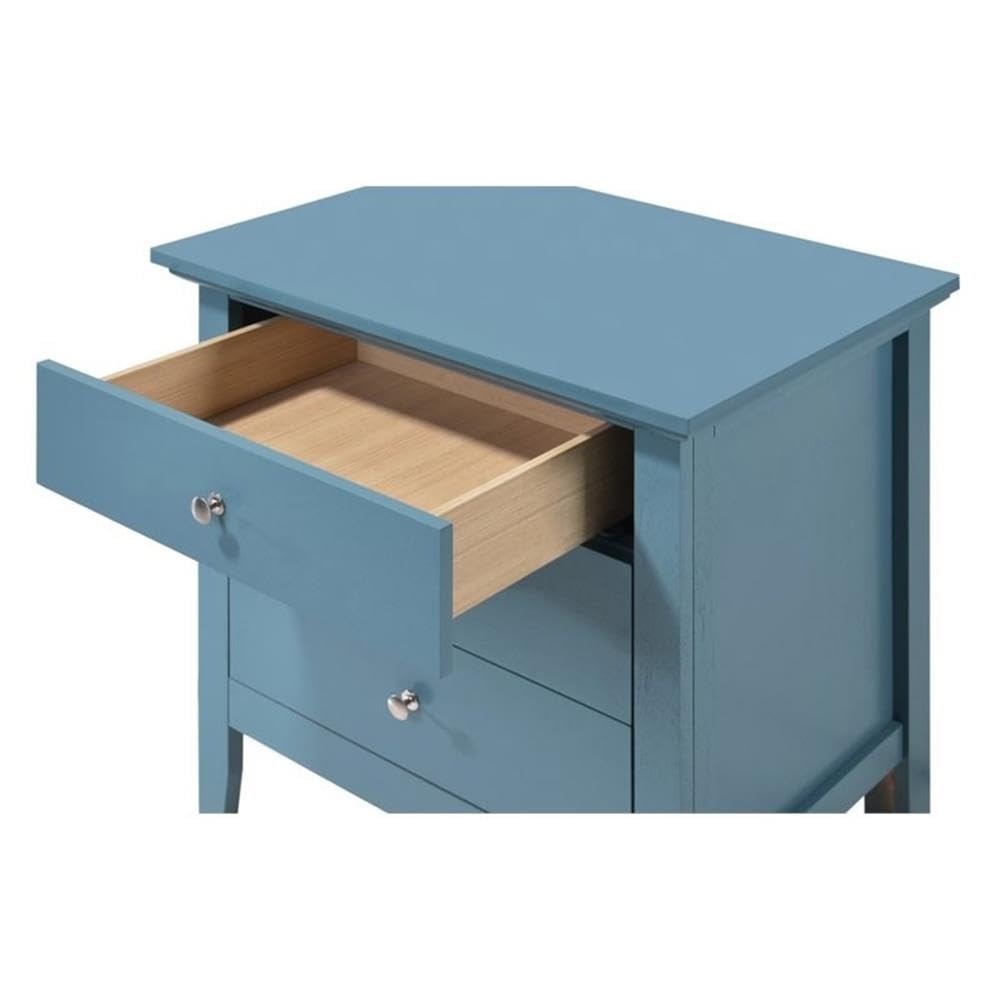 Glory Furniture Hammond 3-Drawer Nightstand in Teal Blue - Modern Bedside Table for Bedroom Storage | Perfect for Small Spaces & Guest Rooms