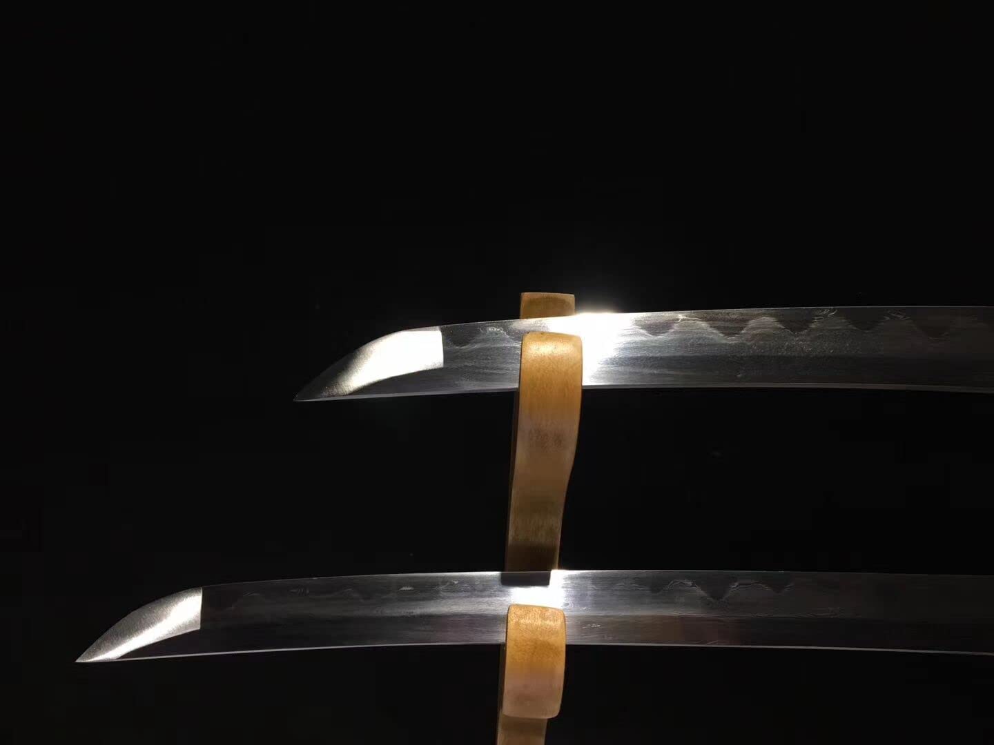 Authentic Handmade Japanese Samurai Katana Sword Set - 3-Piece Clay Tempered Folded Steel Blades - Razor Sharp Real Weapons for Martial Arts Training, Cosplay & Collectors