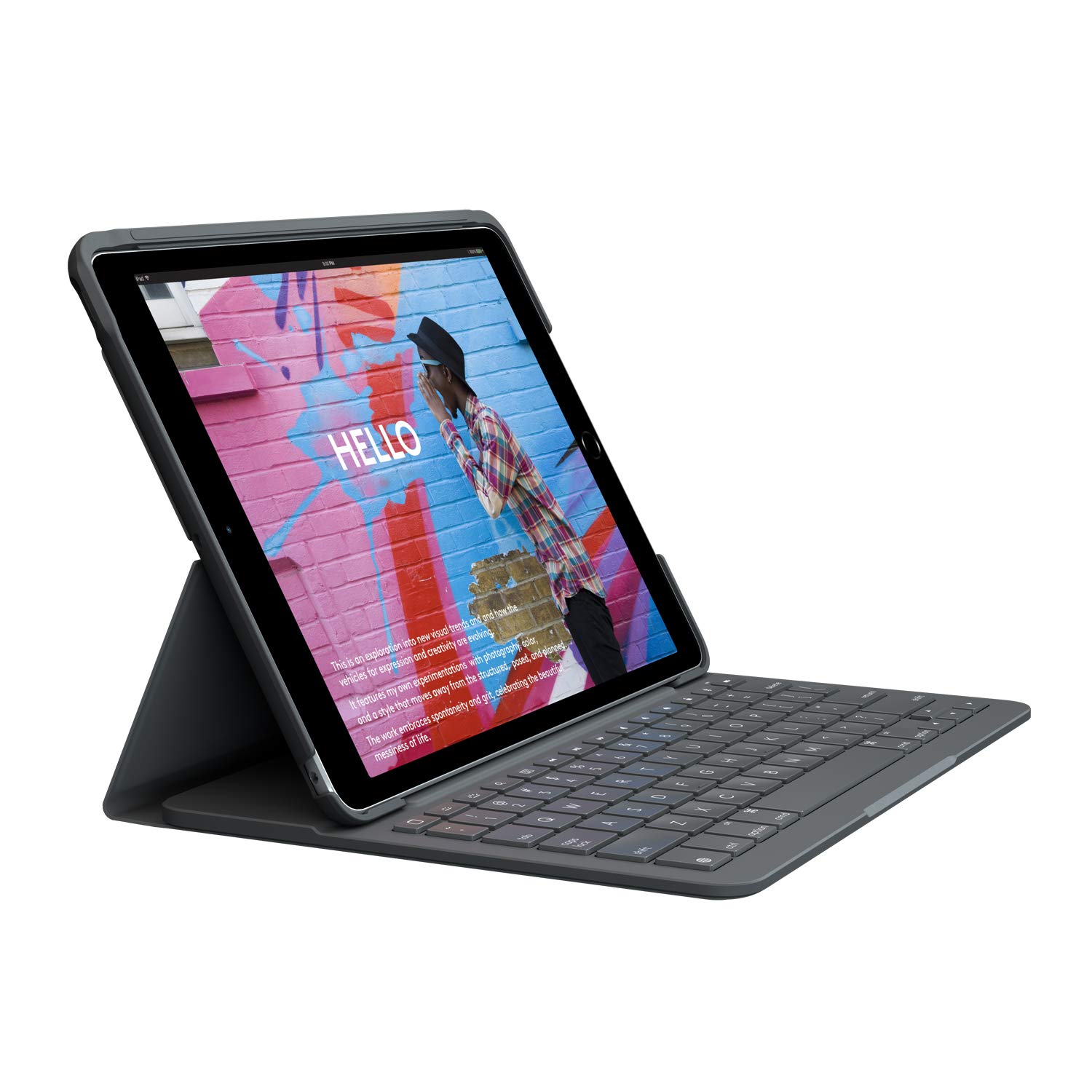 Logitech Slim Folio Wireless Keyboard Case for iPad 7th/8th/9th Gen - Graphite | Protective Cover with Backlit Keys | Perfect for Work, Study & Travel