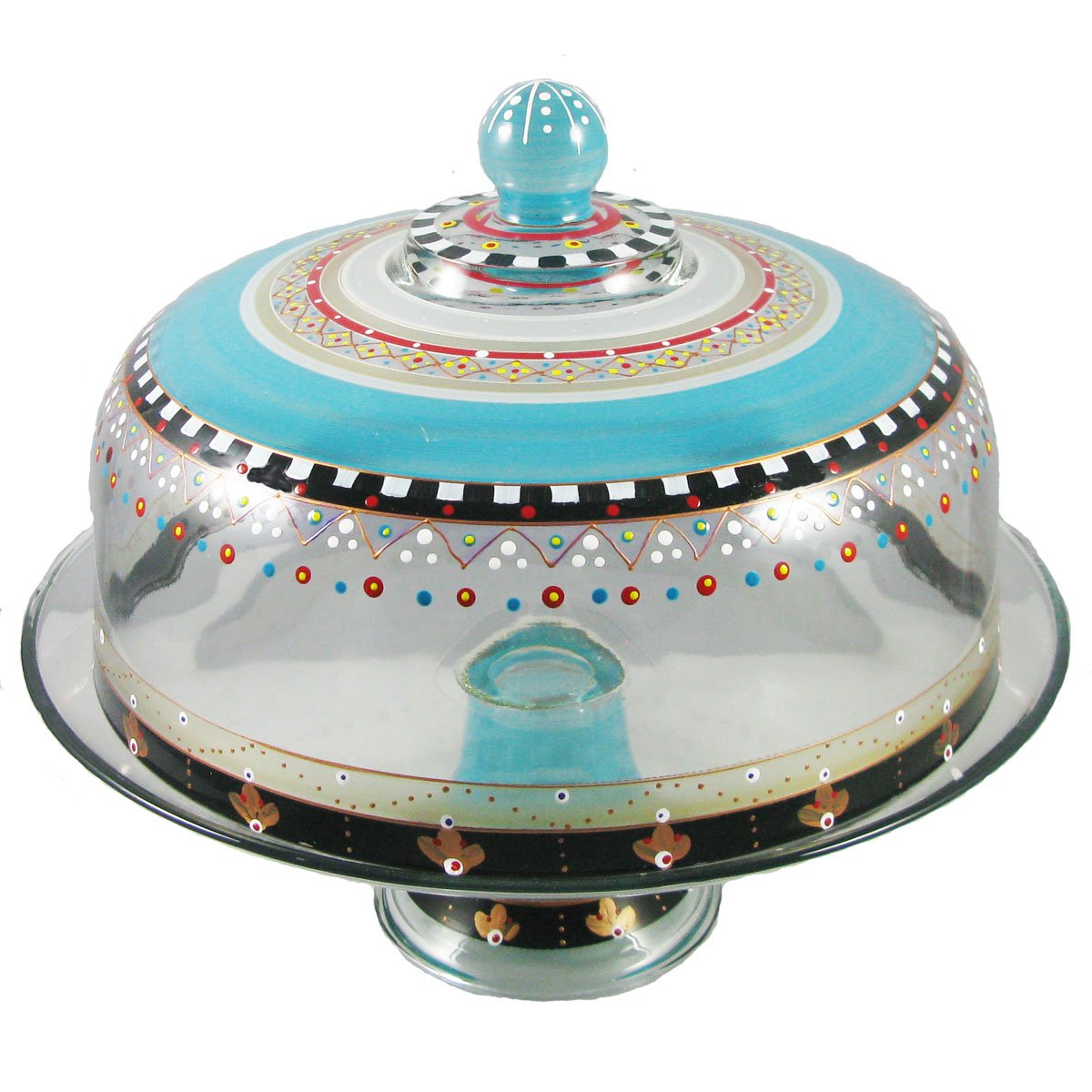 Hand-Painted Cake Dome - Elegant Glass Dessert Cover Made in USA by Local Artists | Perfect for Wedding Cakes, Birthday Parties & Home Decor