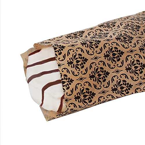 MOOCA 200 Pcs Brown & Black Damask Gift Bags Bulk (4x6 Inches) - Small Jewelry Bags, Candy Bags, Party Favor Bags, Wedding Treat Bags, Business Packaging | Perfect for Retail Stores, Birthday Parties, Baby Showers & Wedding Favors