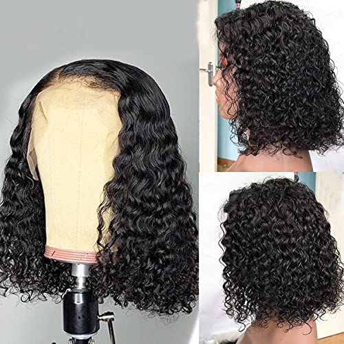 Arabella Short Bob Wigs 13x4 Lace Front Human Hair Wigs - 180% Density Water Wave Bob Wig with Pre-Plucked Hairline (10 Inch) | Natural Look for Daily Wear, Cosplay & Special Occasions